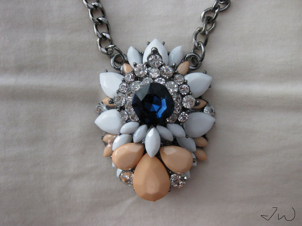 Jewelry Blue CZ Statement Necklace with Beads Size ONE SIZE - 4 Thumbnail