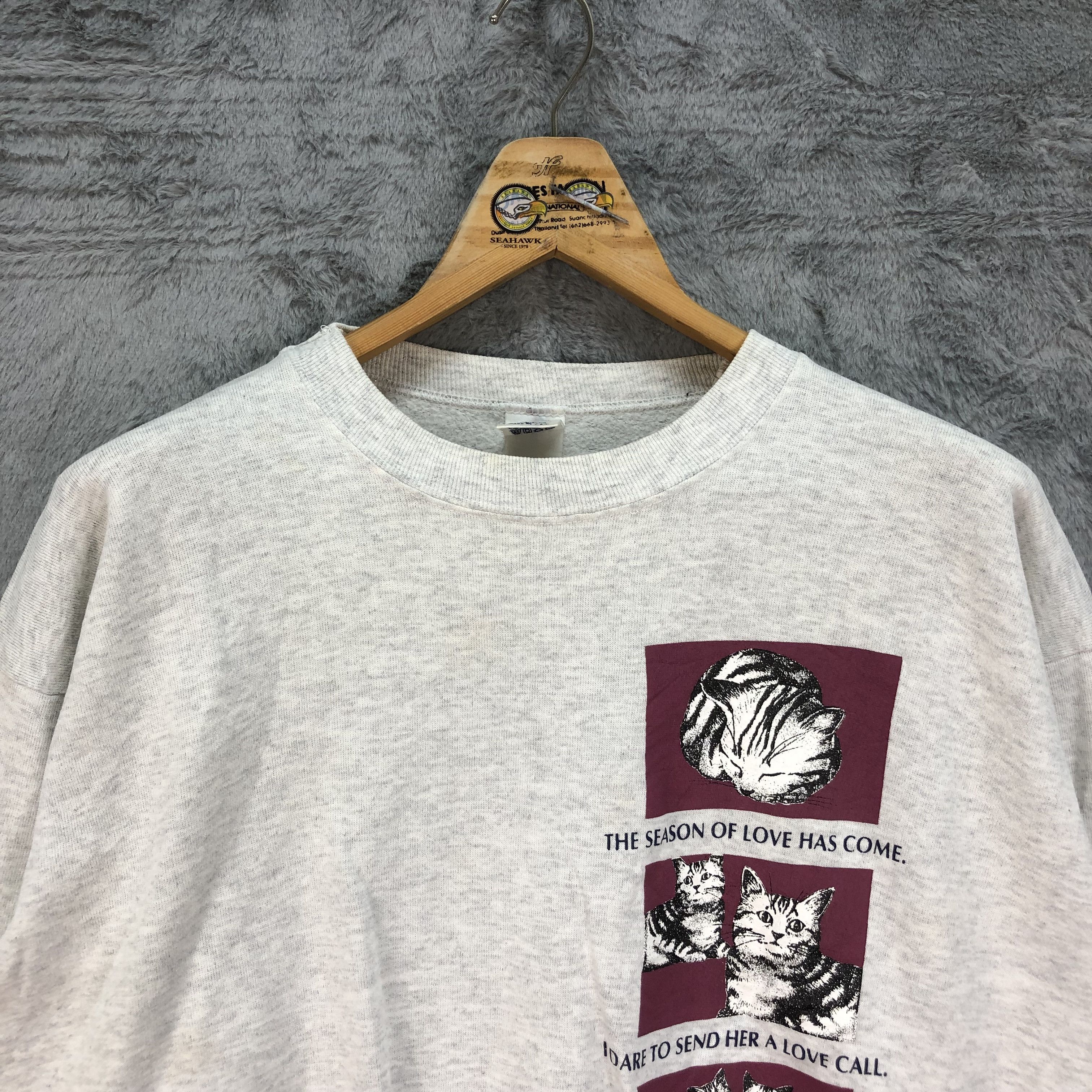 Vintage Vintage USA Made In Usa Kitty Cropped Sweatshirts #4598-160 Size L / US 10 / IT 46 - 2 Thumbnail
