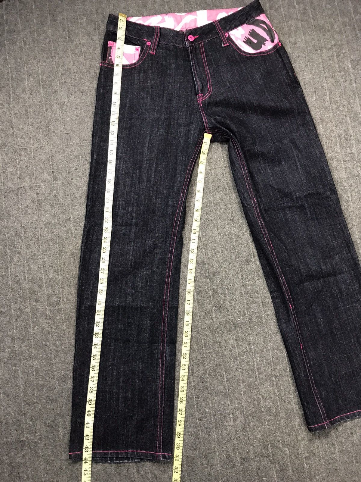 Japanese Brand Japanese Brand Pink Printed Denim Jeans Regular Indigo Jeans Size 32" / US 10 / IT 46 - 7 Thumbnail