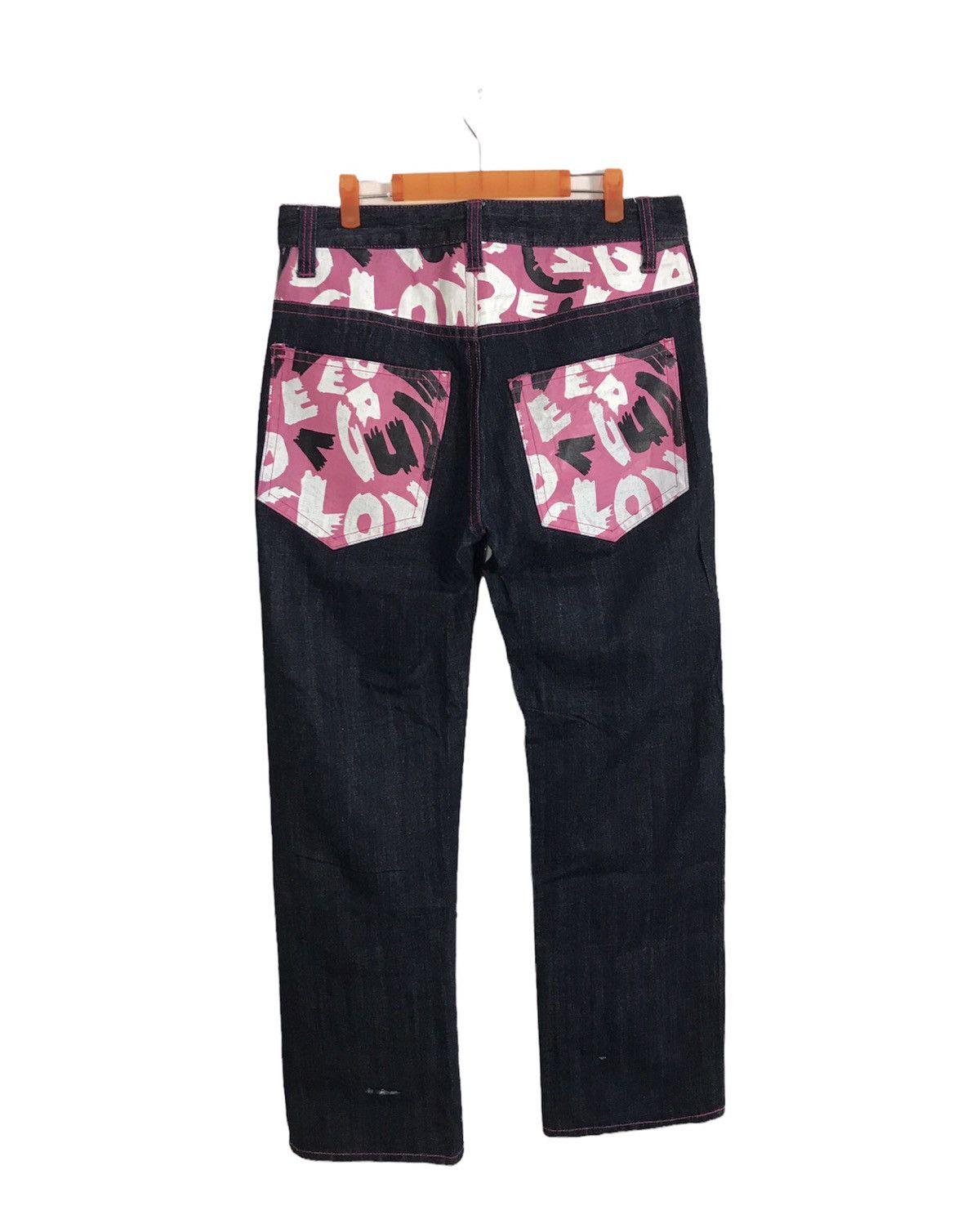 Japanese Brand Japanese Brand Pink Printed Denim Jeans Regular Indigo Jeans Size 32" / US 10 / IT 46 - 1 Thumbnail