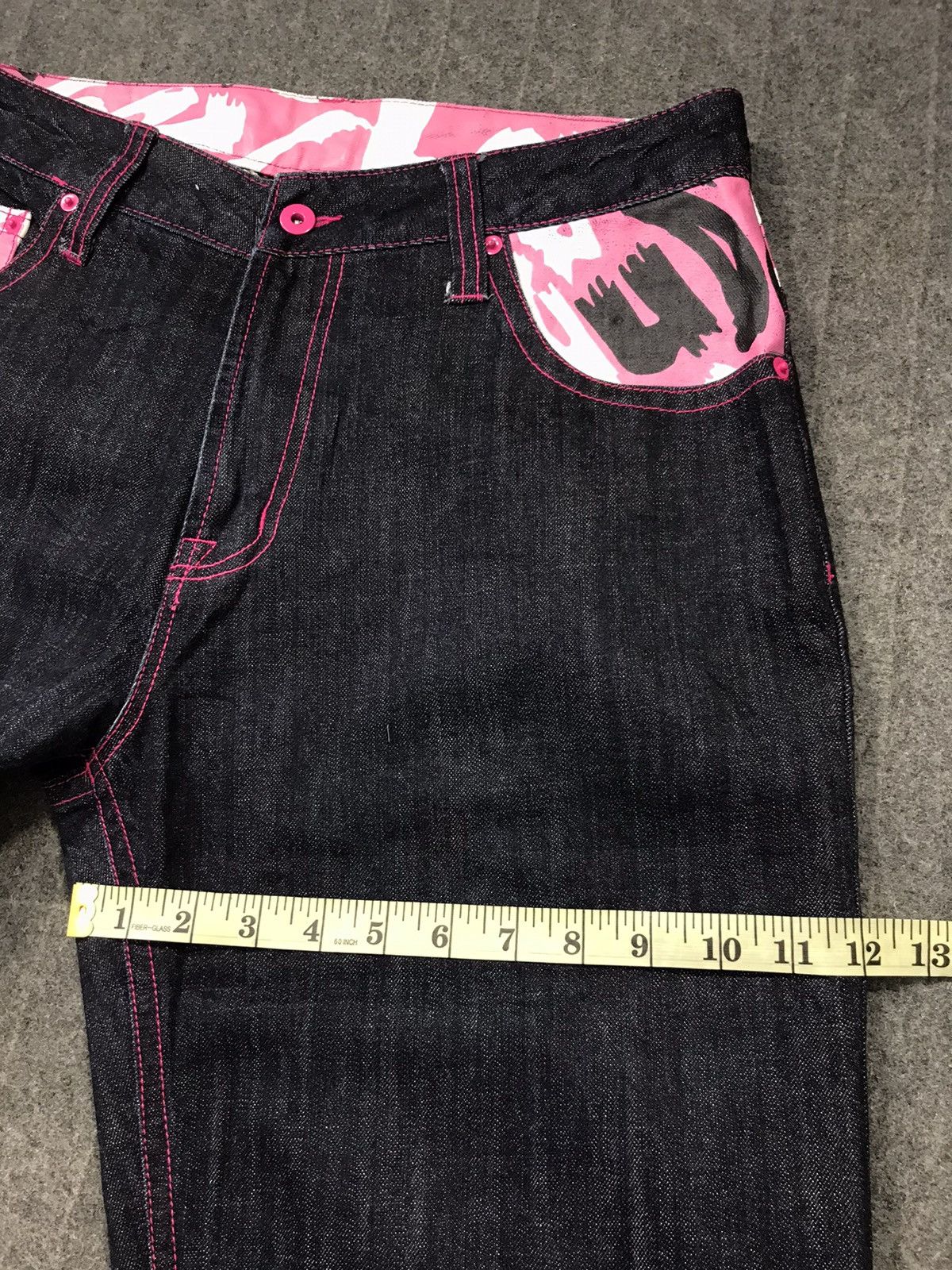 Japanese Brand Japanese Brand Pink Printed Denim Jeans Regular Indigo Jeans Size 32" / US 10 / IT 46 - 8 Thumbnail