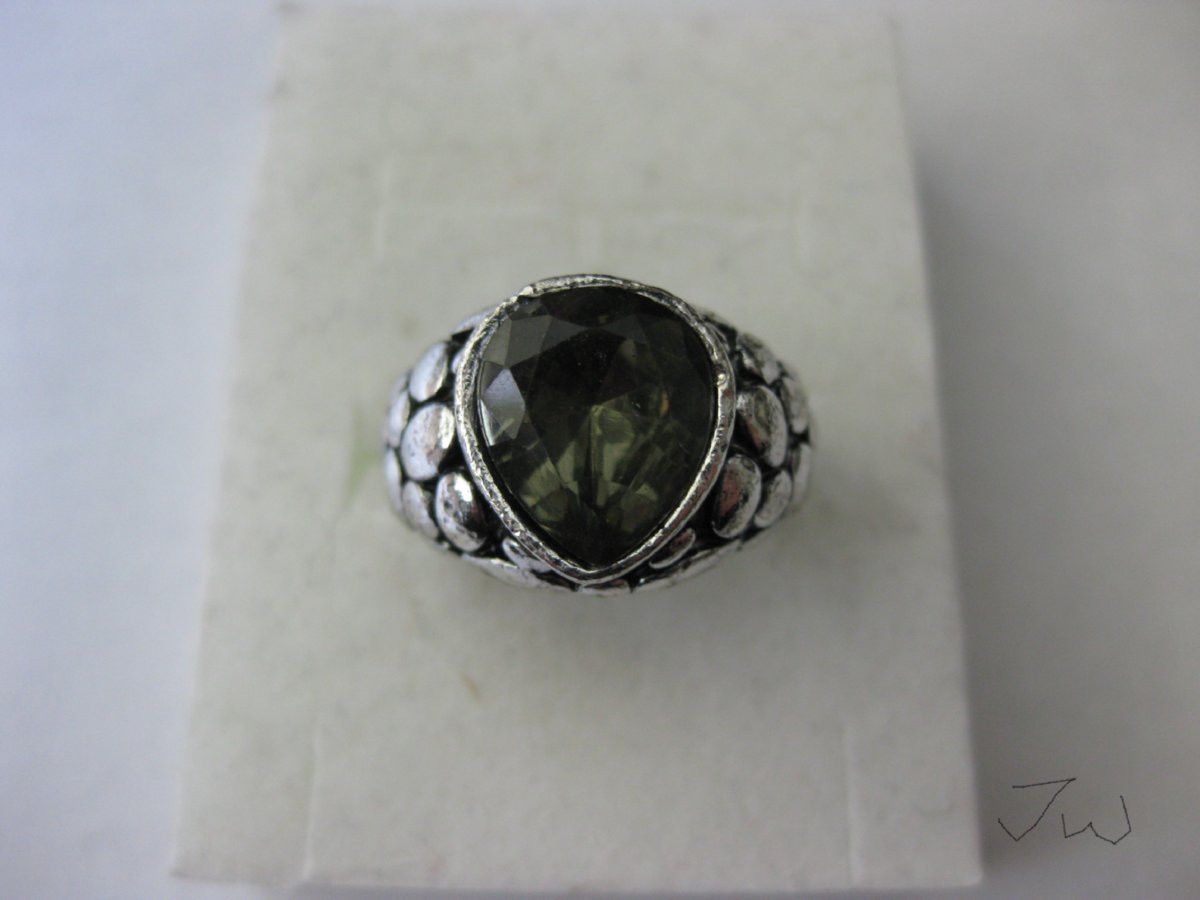 Jewelry x Jw Green Cz Tibetan Silver Ring - Size 6.5, Men's
