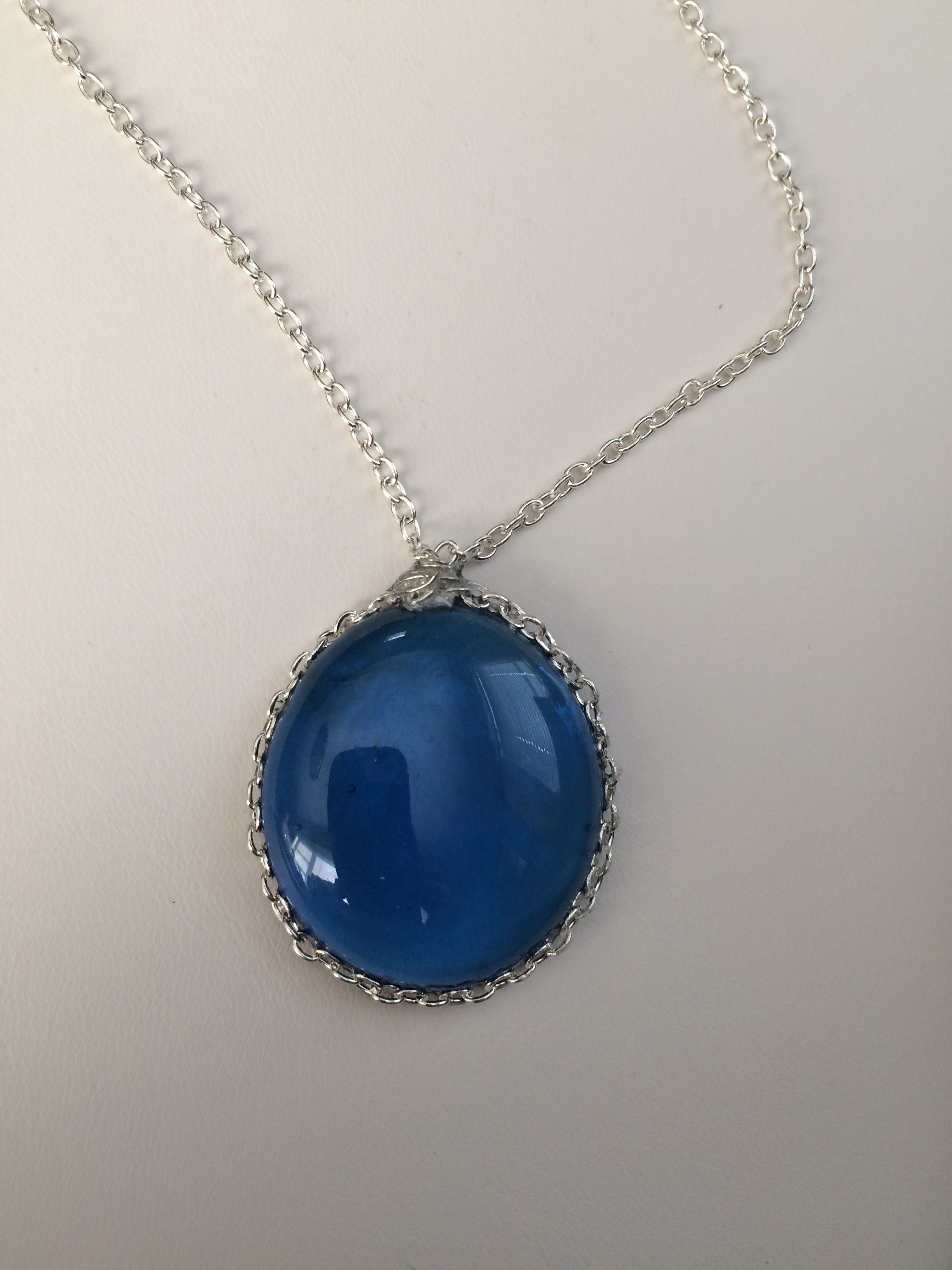 Handmade Blue Round Glass Chain Necklace Size ONE SIZE - 3 Thumbnail