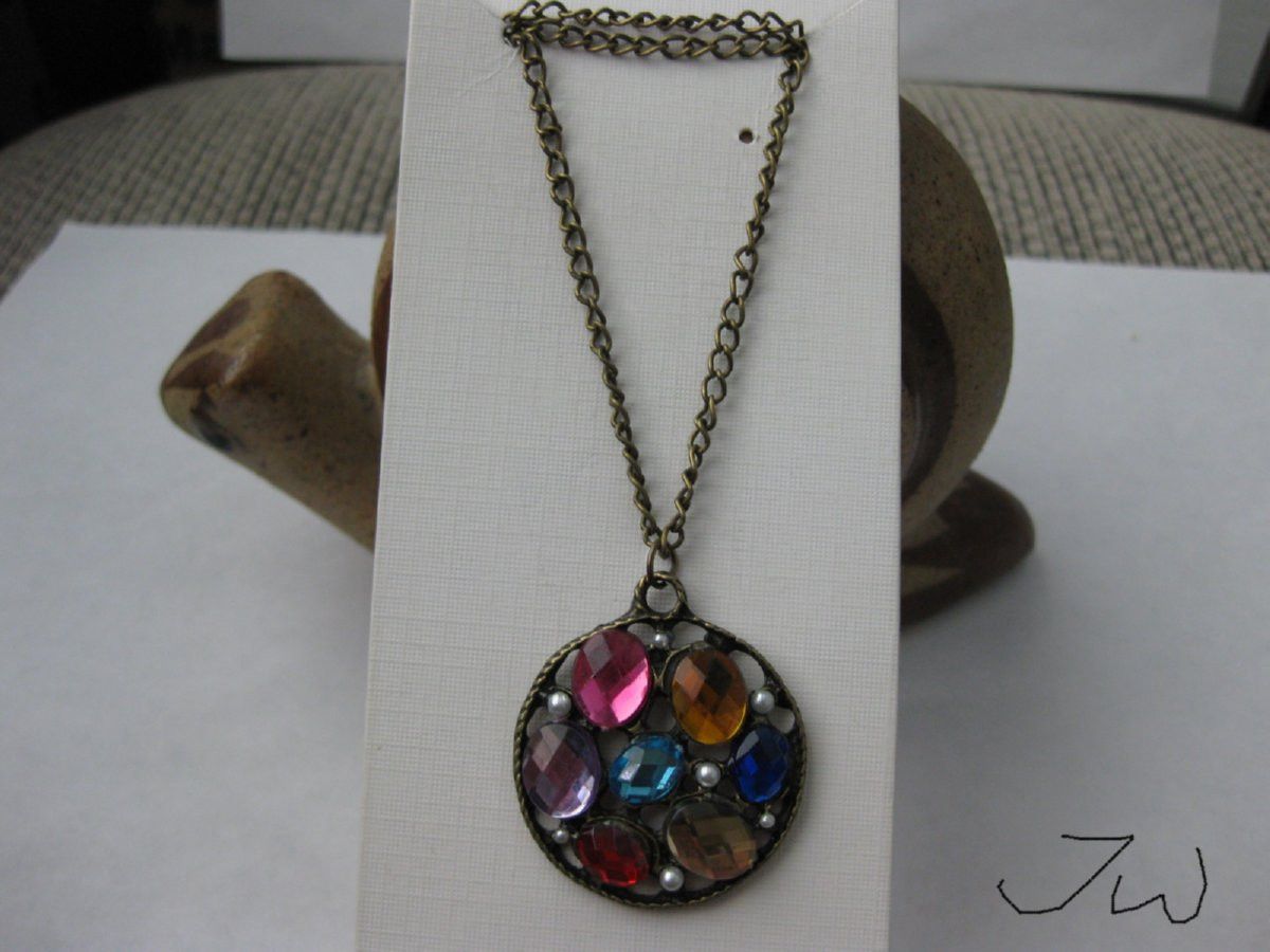 Jewelry Mix Color CZs Bronze Chain Necklace Size ONE SIZE - 1 Thumbnail