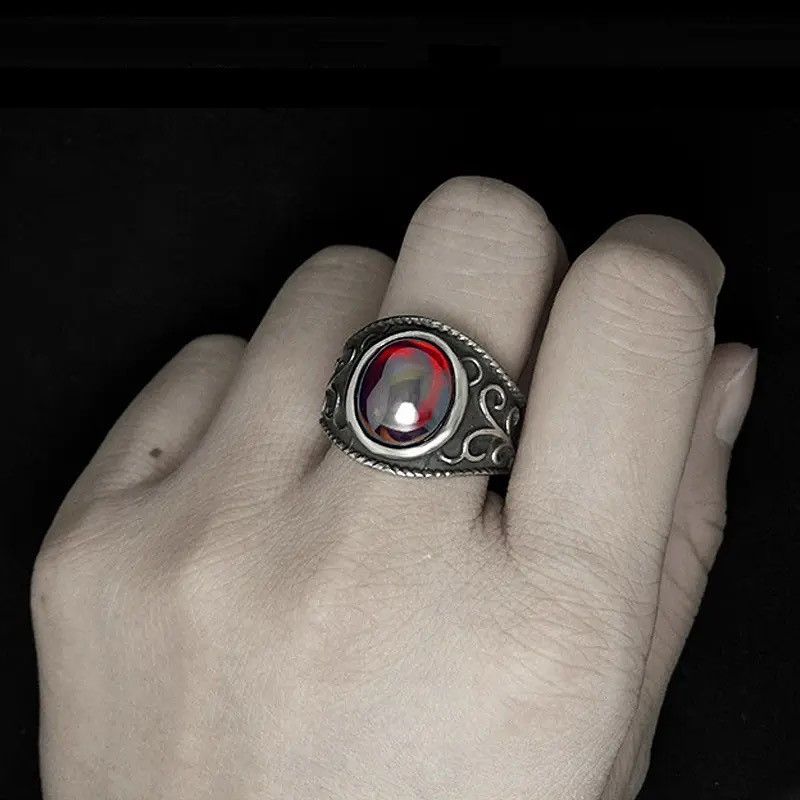 Jewelry Red Garnet Natural Stone Ring Size ONE SIZE - 2 Thumbnail