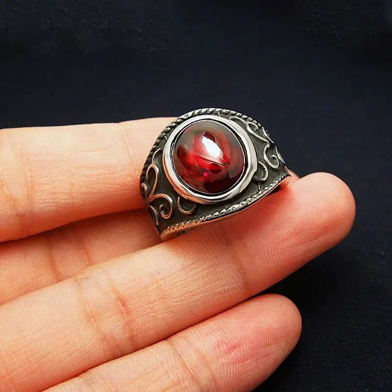 Jewelry Red Garnet Natural Stone Ring Size ONE SIZE - 1 Thumbnail