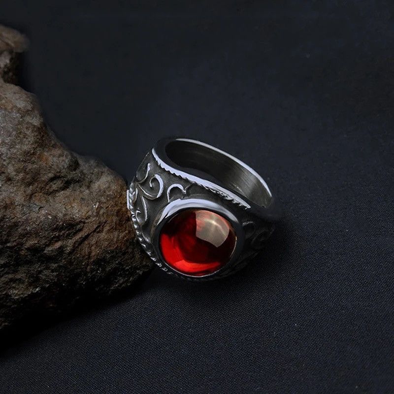 Jewelry Red Garnet Natural Stone Ring Size ONE SIZE - 3 Thumbnail