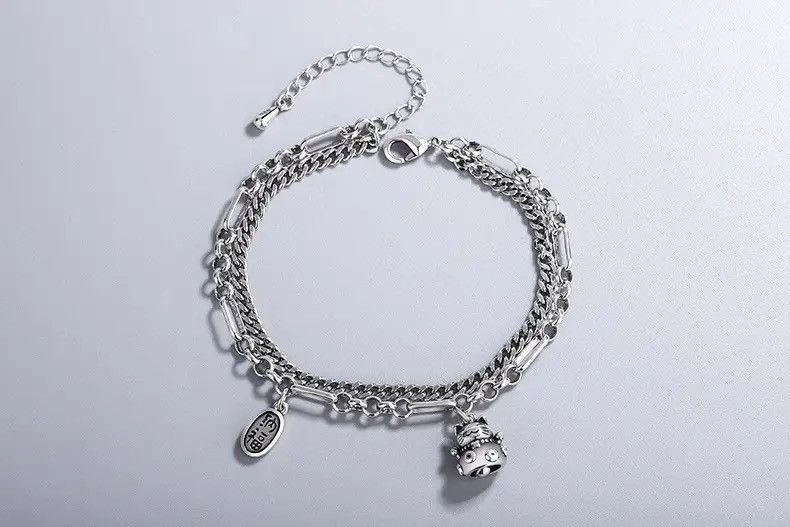 Jewelry Retro Old Lucky Cat Double Bracelet Size ONE SIZE - 1 Thumbnail
