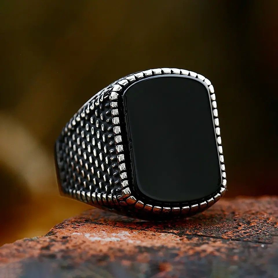 Jewelry × Vintage Black Stone Ring Size ONE SIZE - 3 Thumbnail