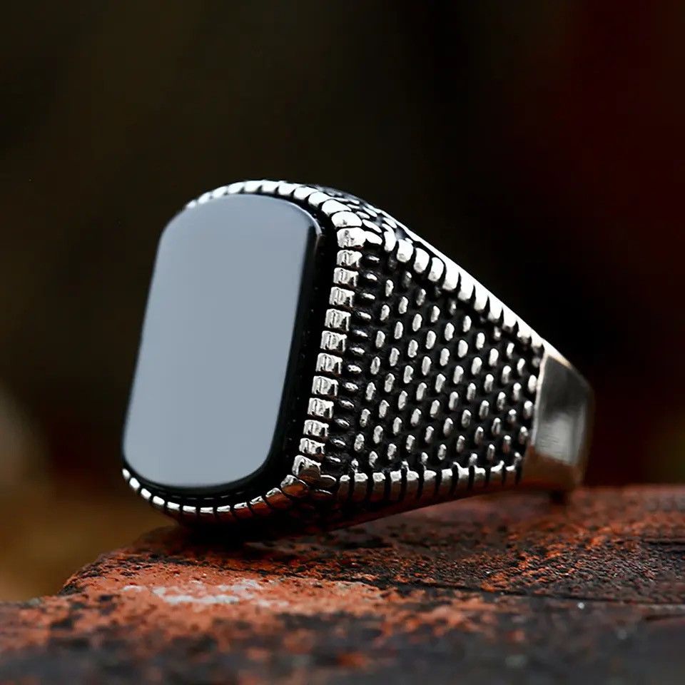 Jewelry × Vintage Black Stone Ring Size ONE SIZE - 2 Thumbnail