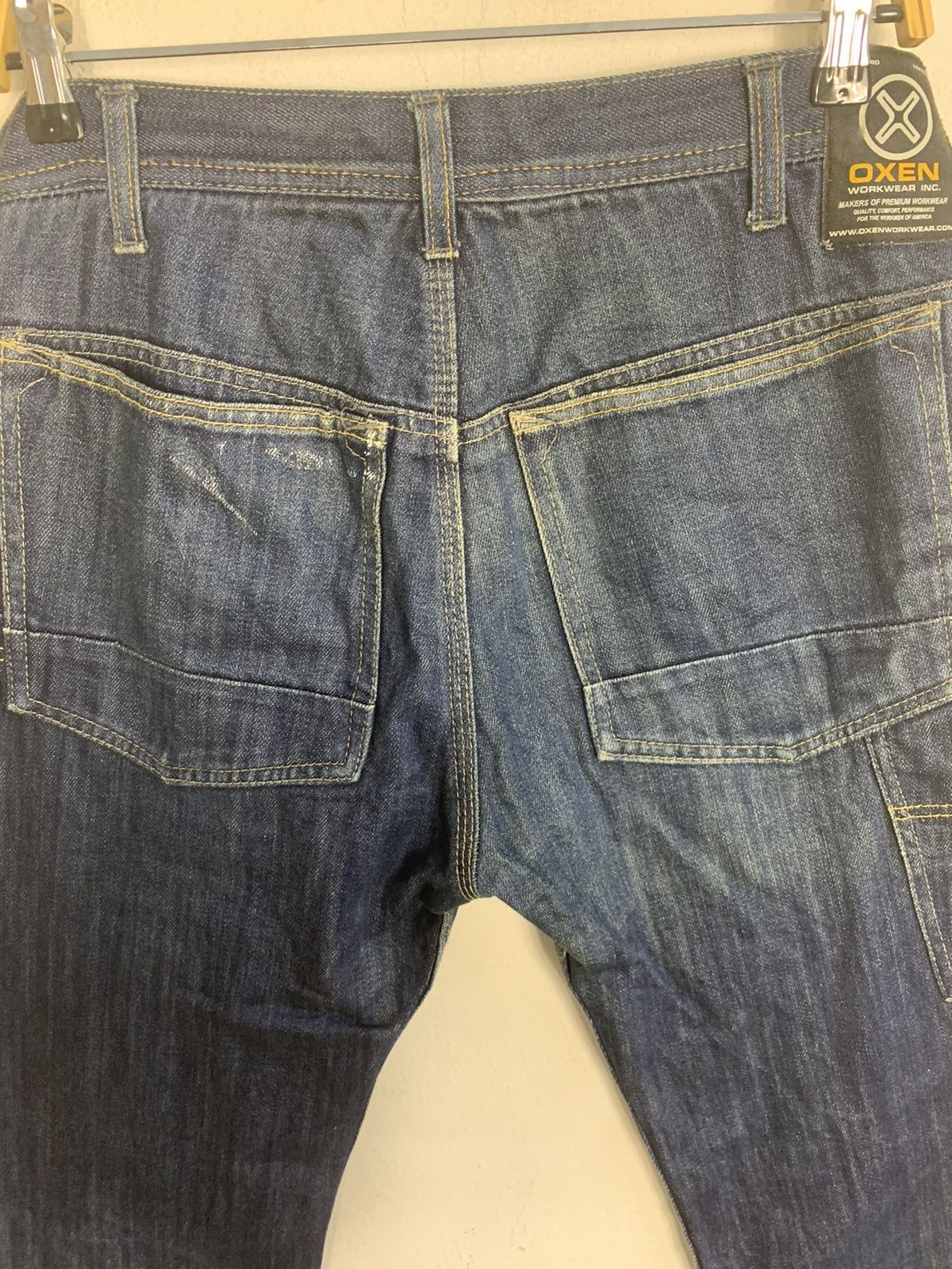 Japanese Brand 90s Oxen Workwear Carpenter Utility Indigo Denim Jeans Size US 31 - 3 Thumbnail