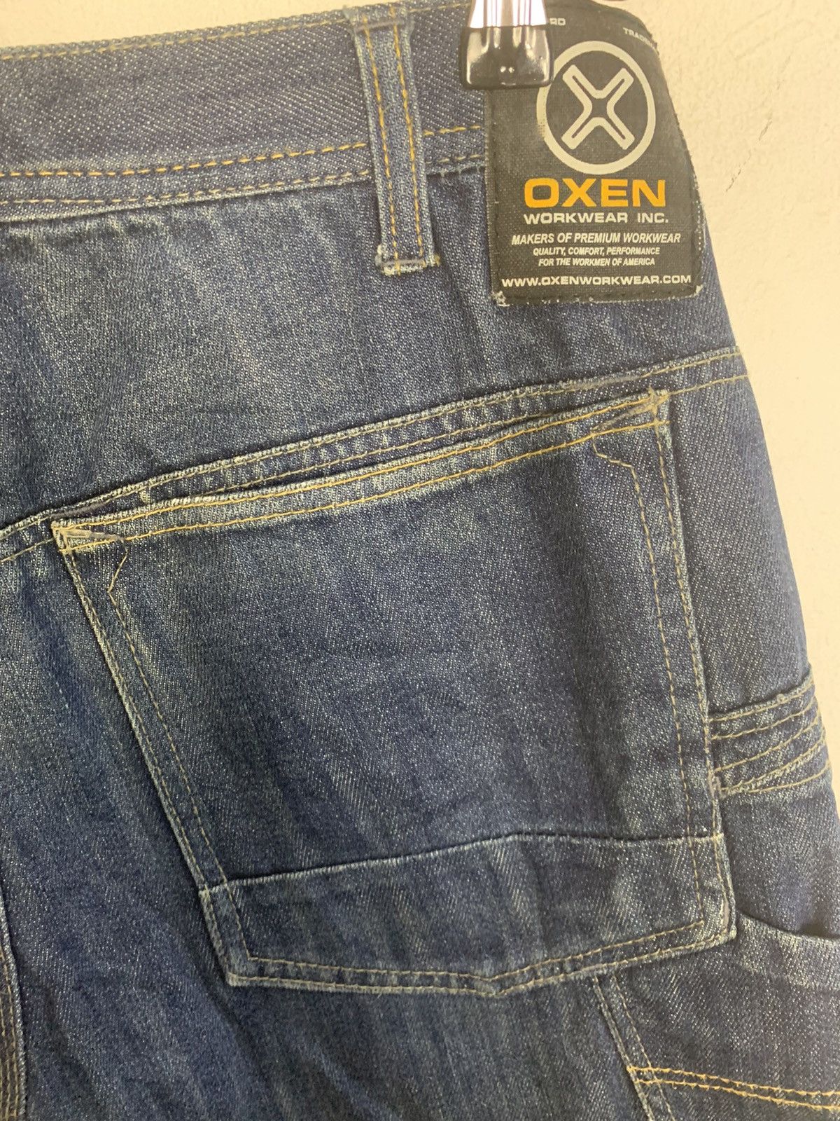 Japanese Brand 90s Oxen Workwear Carpenter Utility Indigo Denim Jeans Size US 31 - 4 Thumbnail
