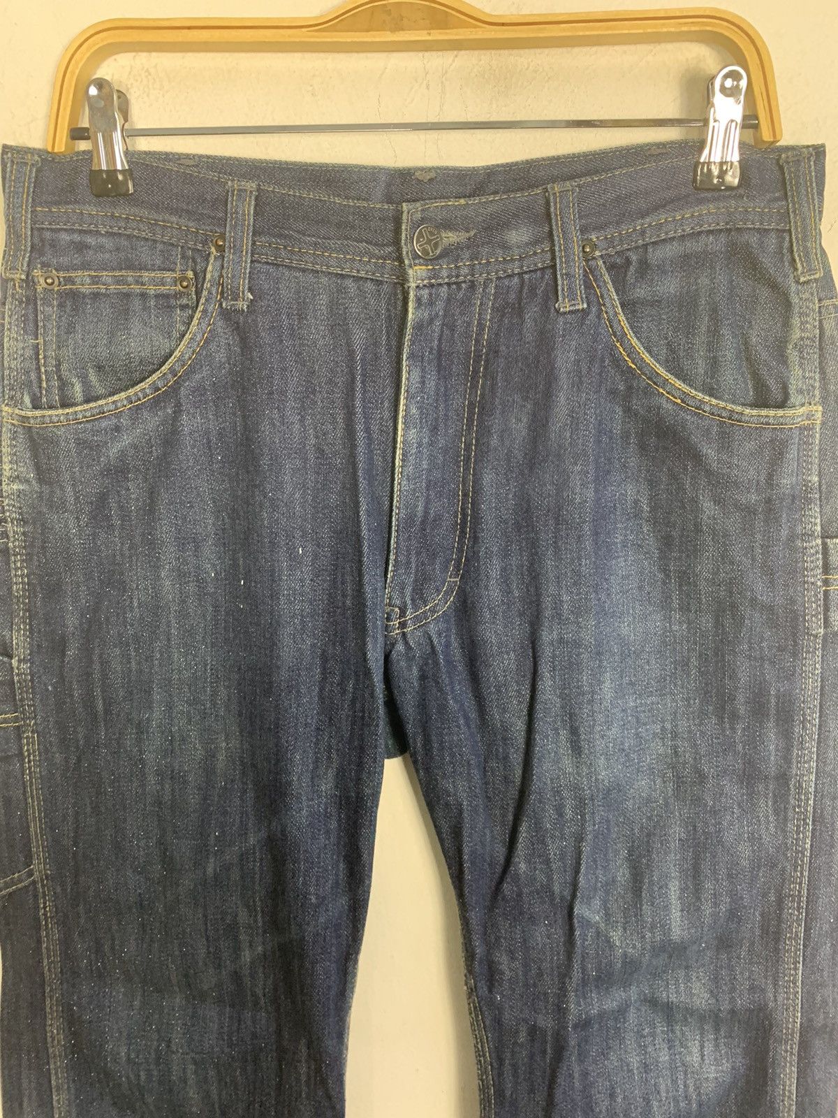 Japanese Brand 90s Oxen Workwear Carpenter Utility Indigo Denim Jeans Size US 31 - 2 Thumbnail