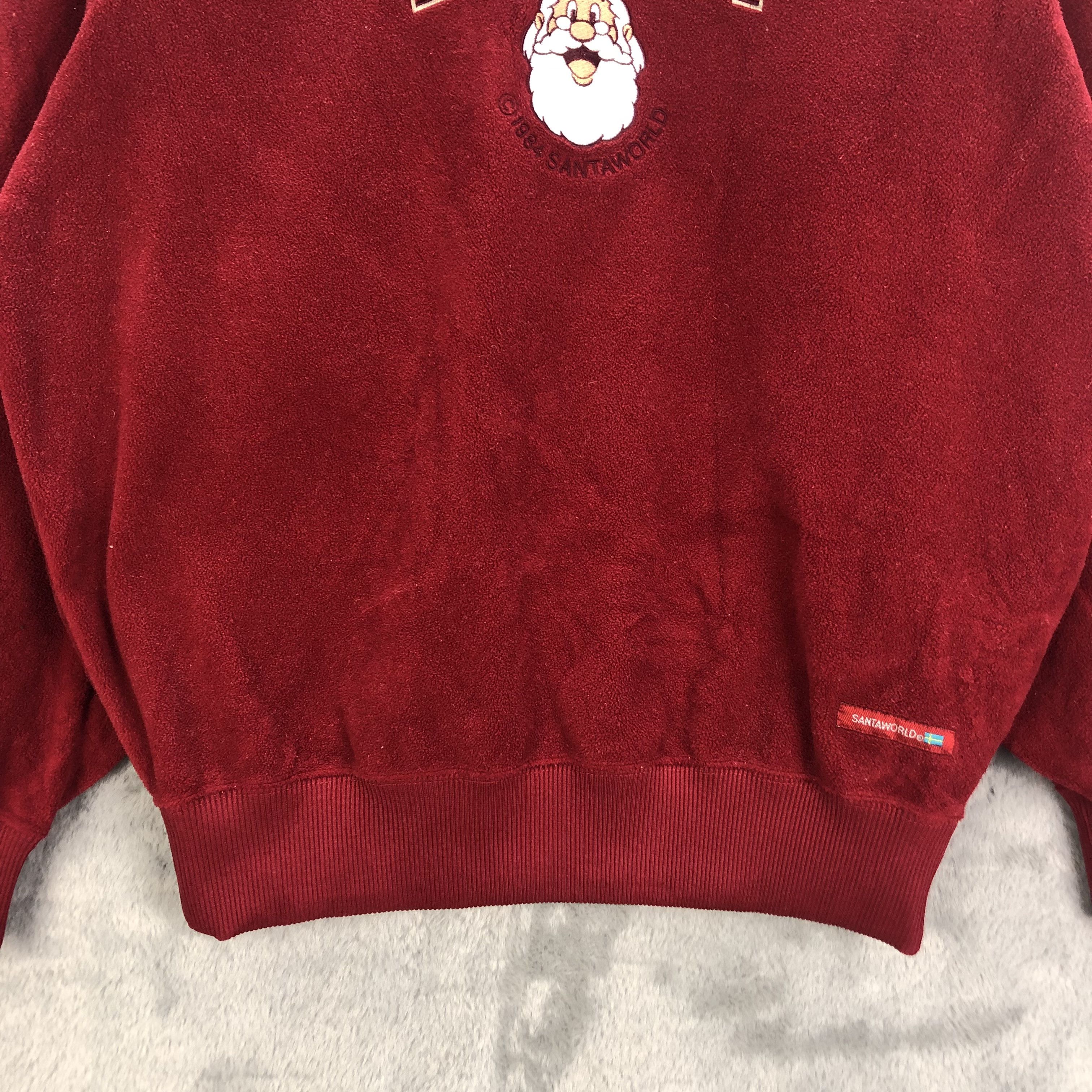 Japanese Brand SANTA WORLD EMBROIDERY BIG FACE LOGO RED FLEECE #6543-72 Size US M / EU 48-50 / 2 - 4 Thumbnail