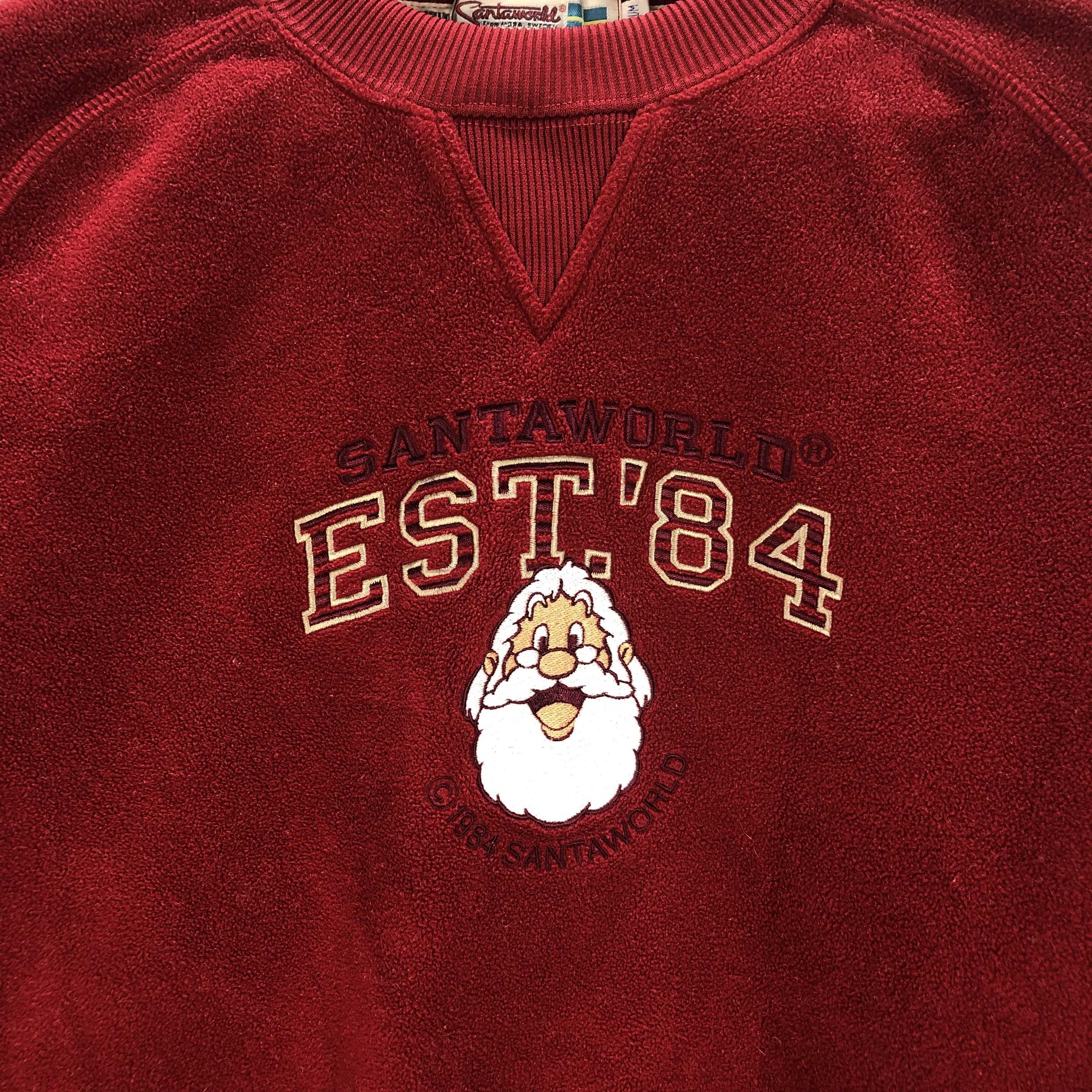 Japanese Brand SANTA WORLD EMBROIDERY BIG FACE LOGO RED FLEECE #6543-72 Size US M / EU 48-50 / 2 - 3 Thumbnail
