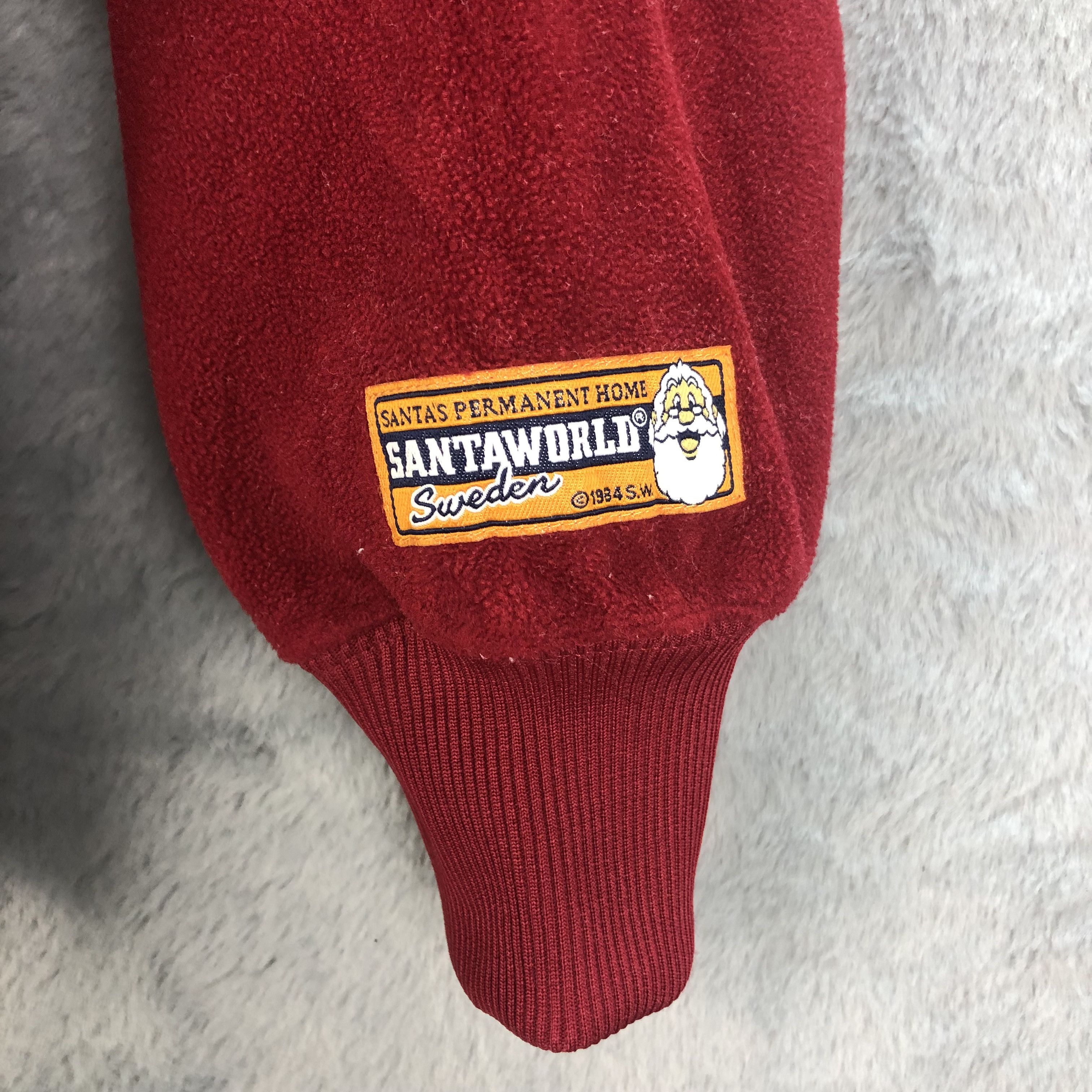 Japanese Brand SANTA WORLD EMBROIDERY BIG FACE LOGO RED FLEECE #6543-72 Size US M / EU 48-50 / 2 - 8 Thumbnail