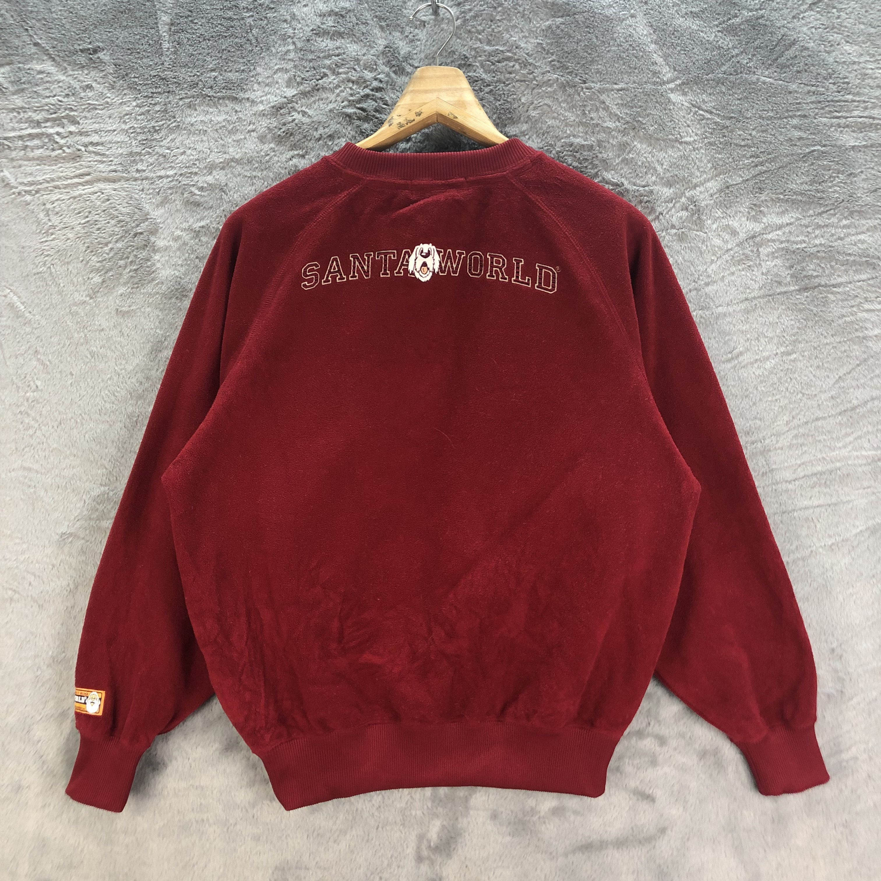 Japanese Brand SANTA WORLD EMBROIDERY BIG FACE LOGO RED FLEECE #6543-72 Size US M / EU 48-50 / 2 - 11 Thumbnail