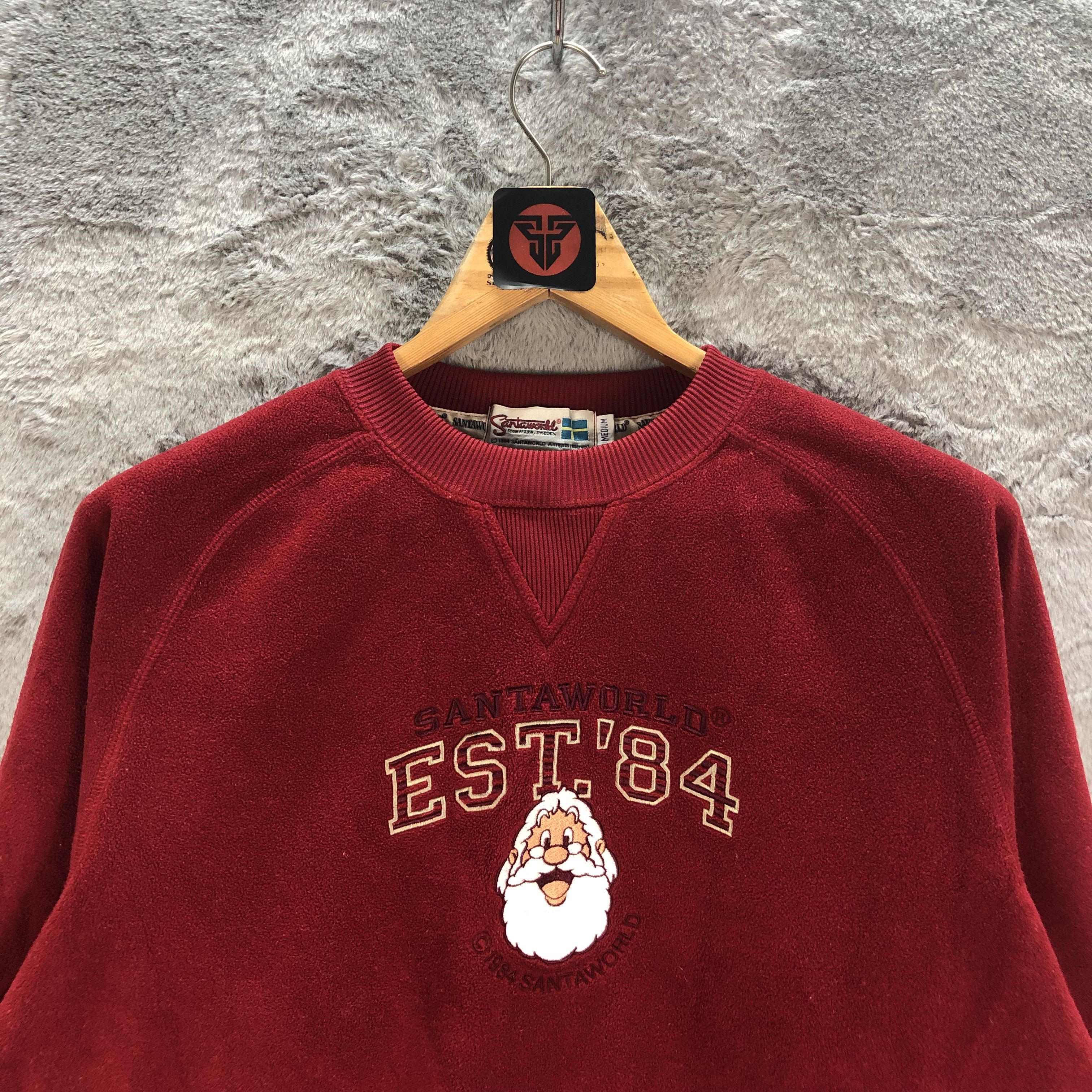 Japanese Brand SANTA WORLD EMBROIDERY BIG FACE LOGO RED FLEECE #6543-72 Size US M / EU 48-50 / 2 - 2 Thumbnail