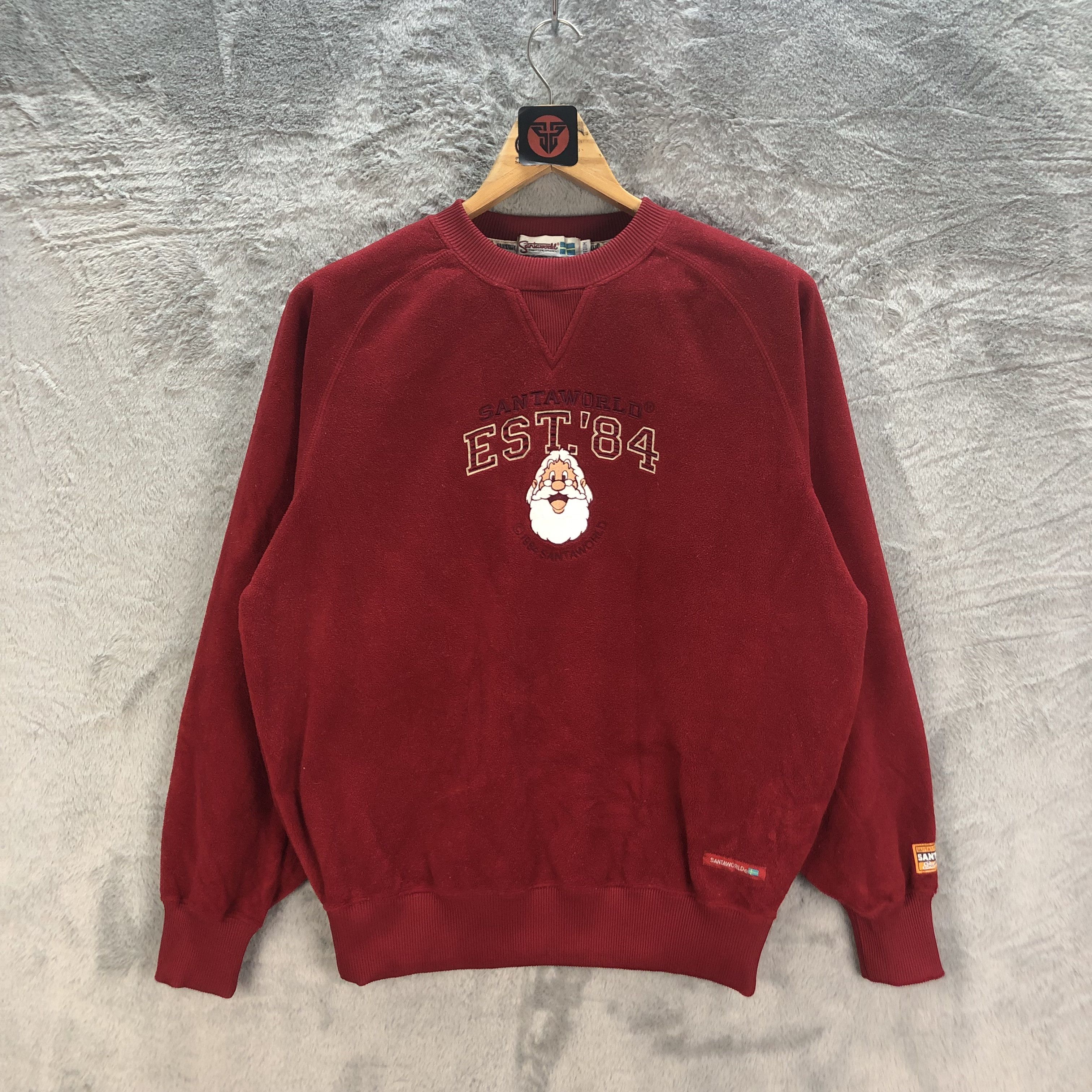 Japanese Brand SANTA WORLD EMBROIDERY BIG FACE LOGO RED FLEECE #6543-72 Size US M / EU 48-50 / 2 - 1 Thumbnail