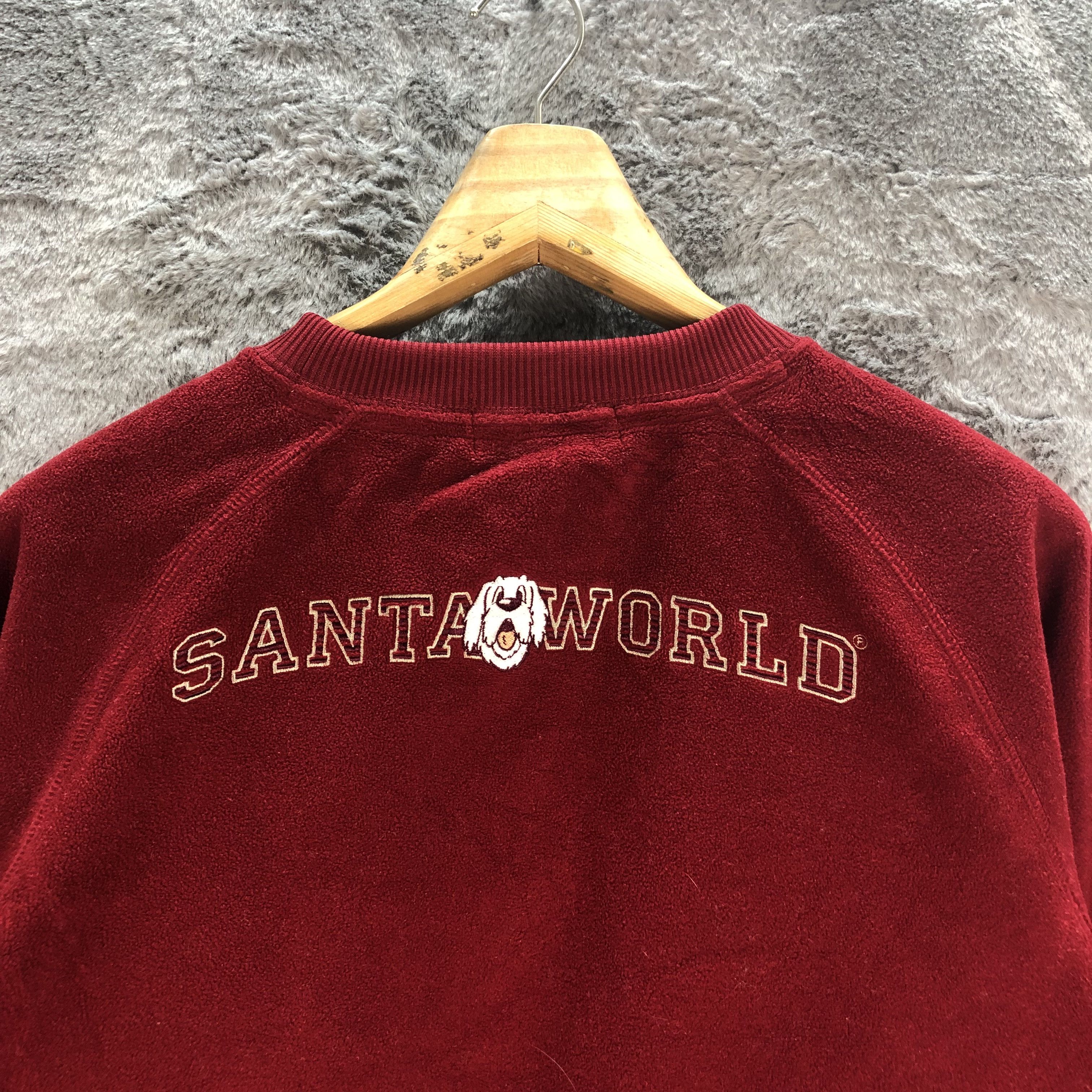Japanese Brand SANTA WORLD EMBROIDERY BIG FACE LOGO RED FLEECE #6543-72 Size US M / EU 48-50 / 2 - 12 Thumbnail