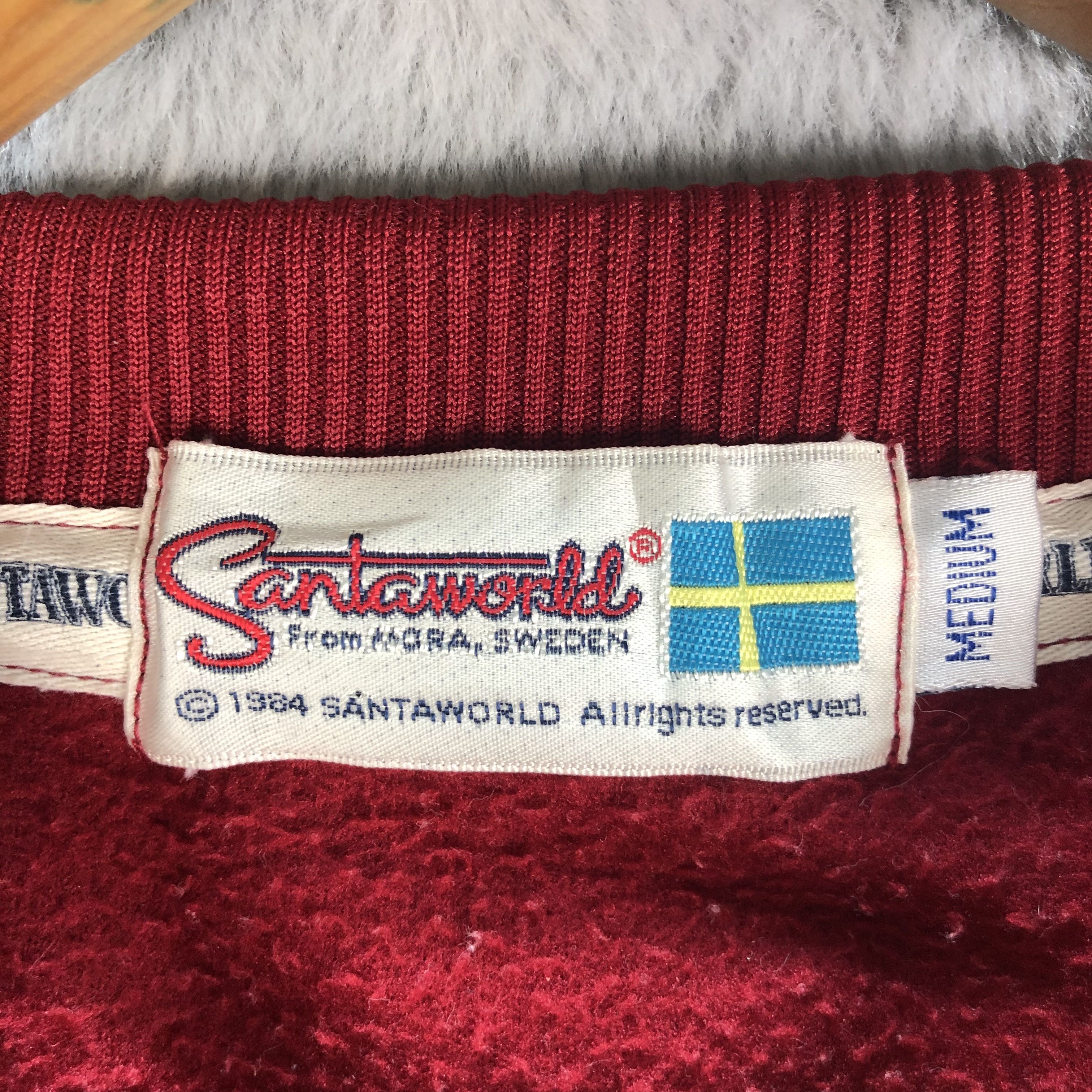 Japanese Brand SANTA WORLD EMBROIDERY BIG FACE LOGO RED FLEECE #6543-72 Size US M / EU 48-50 / 2 - 9 Thumbnail