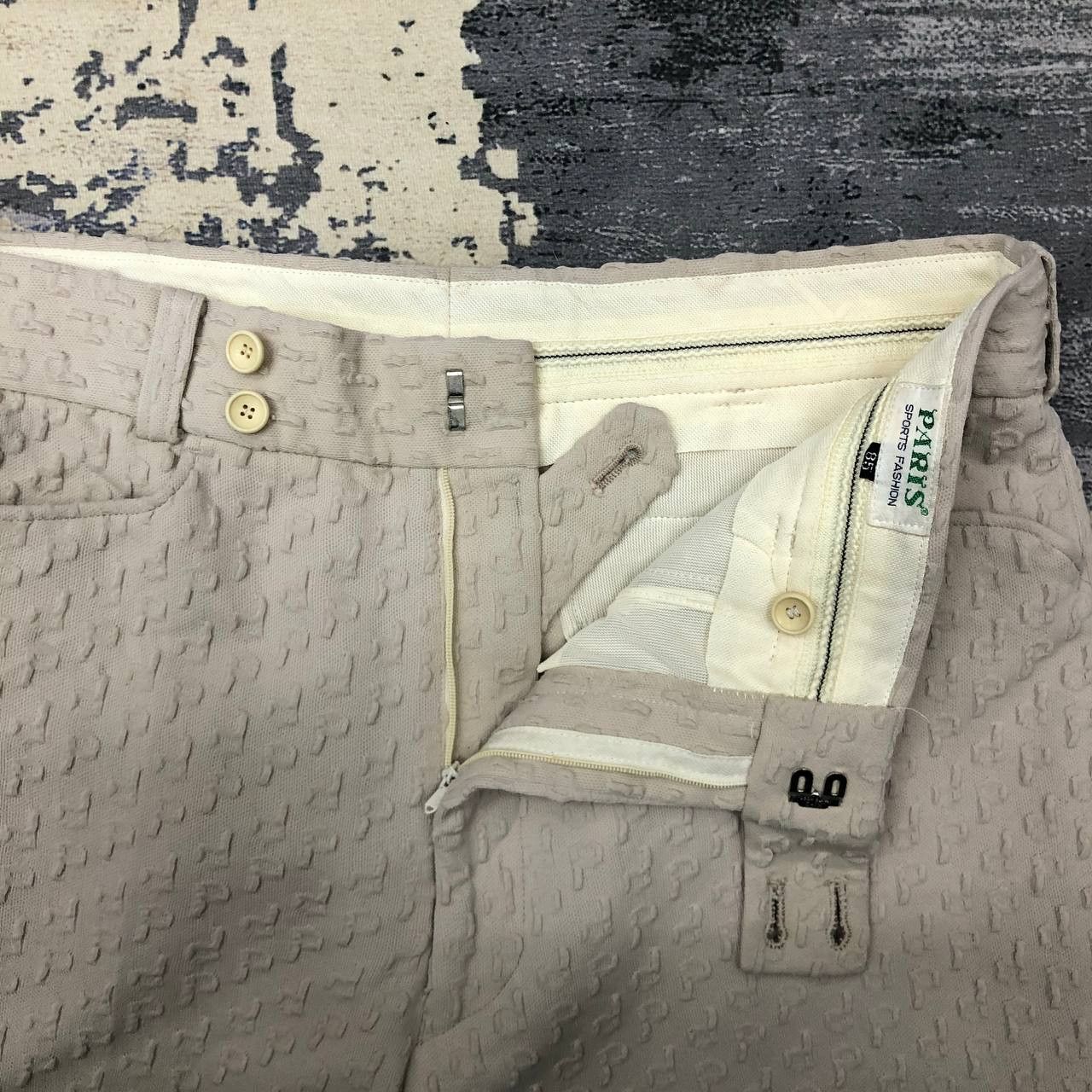 Vintage P126 VTG FLARED PARIS SPORT FASHION MONOGRAM PANTS Size 31" - 7 Thumbnail