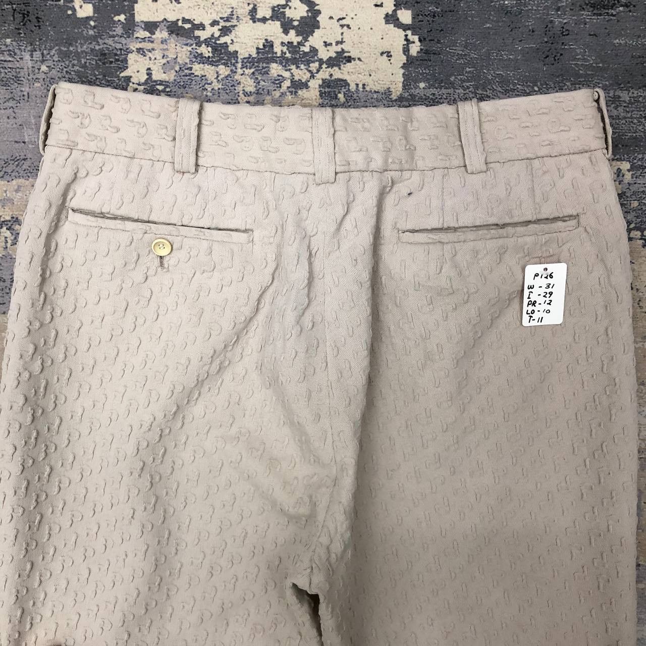 Vintage P126 VTG FLARED PARIS SPORT FASHION MONOGRAM PANTS Size 31" - 4 Thumbnail