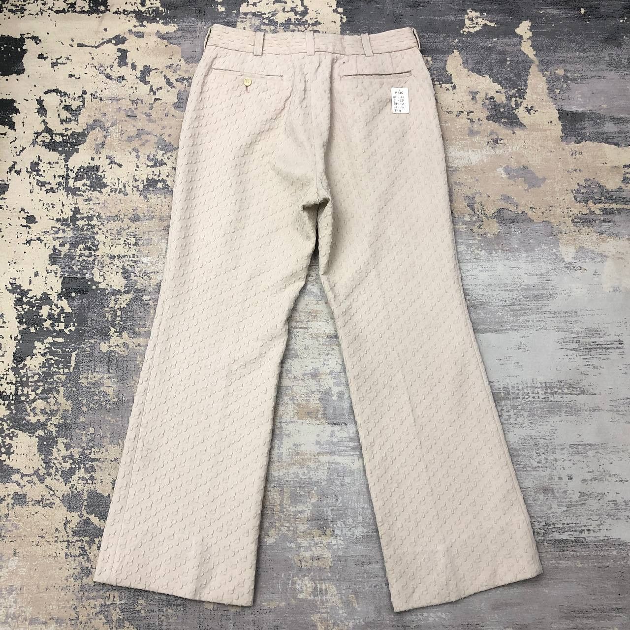Vintage P126 VTG FLARED PARIS SPORT FASHION MONOGRAM PANTS Size 31" - 2 Thumbnail