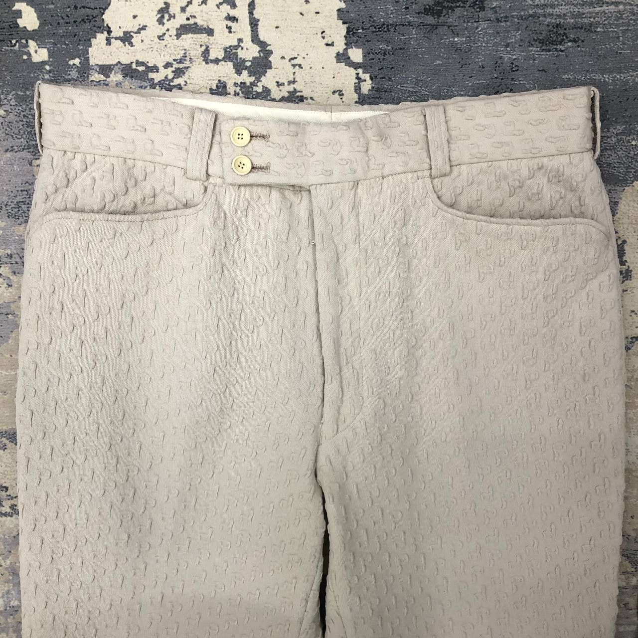 Vintage P126 VTG FLARED PARIS SPORT FASHION MONOGRAM PANTS Size 31" - 3 Thumbnail