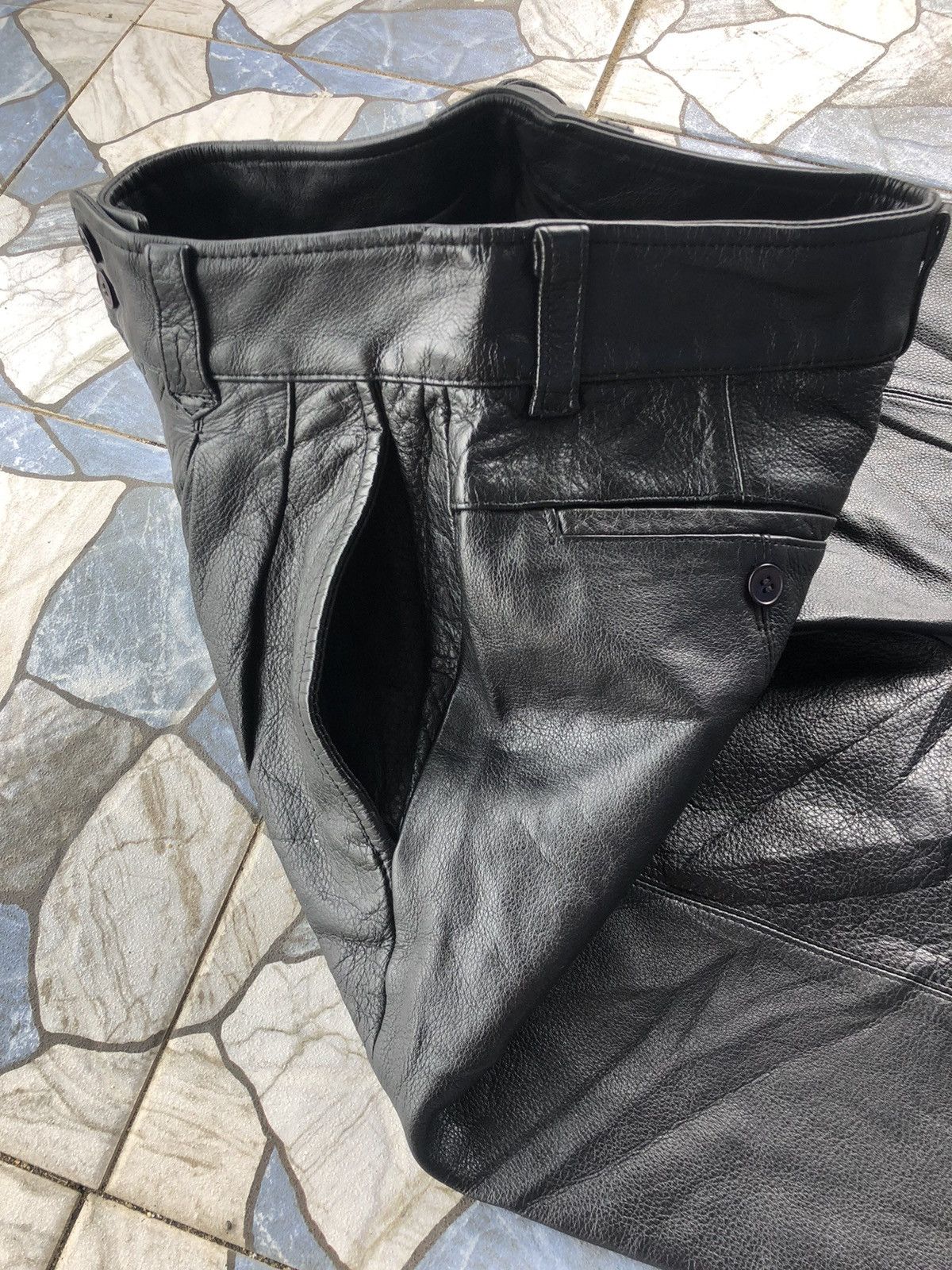 Genuine Leather Vintage Genuine Heavy Black Leather Pants Size US 28 / EU 44 - 8 Thumbnail