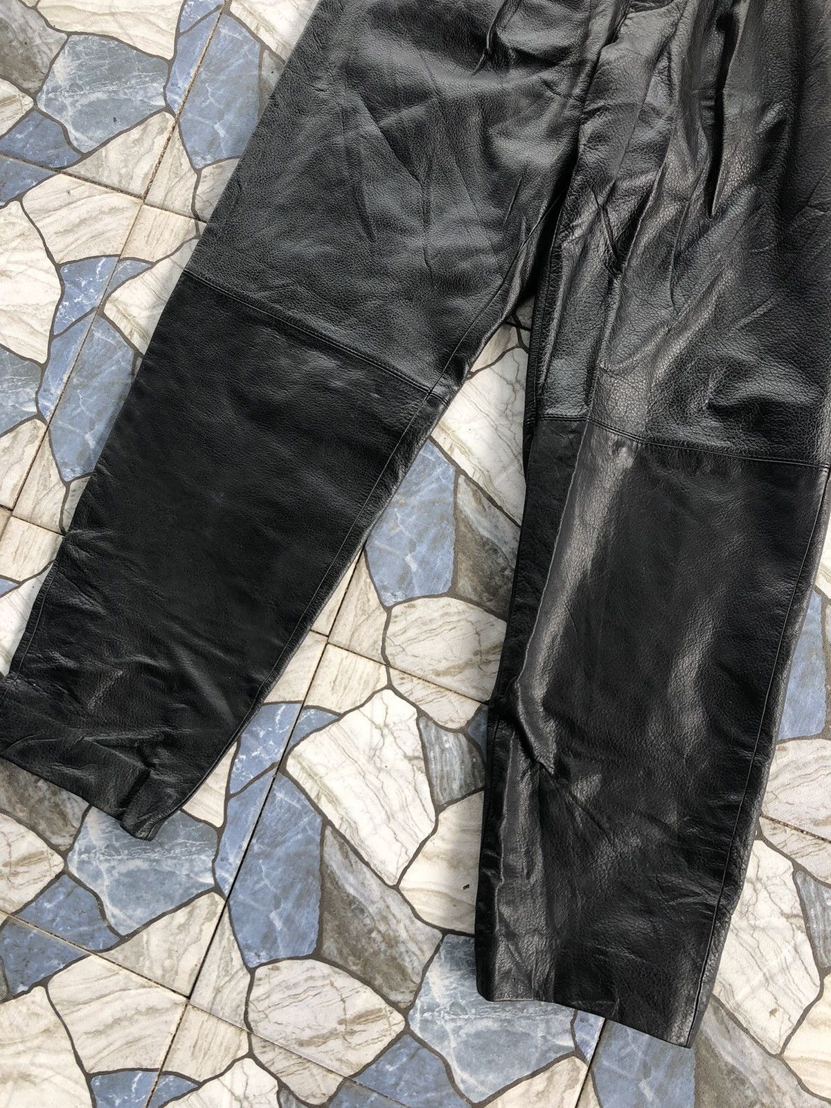 Genuine Leather Vintage Genuine Heavy Black Leather Pants Size US 28 / EU 44 - 4 Thumbnail
