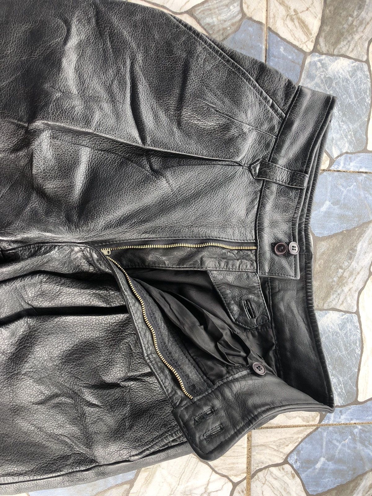 Genuine Leather Vintage Genuine Heavy Black Leather Pants Size US 28 / EU 44 - 10 Thumbnail