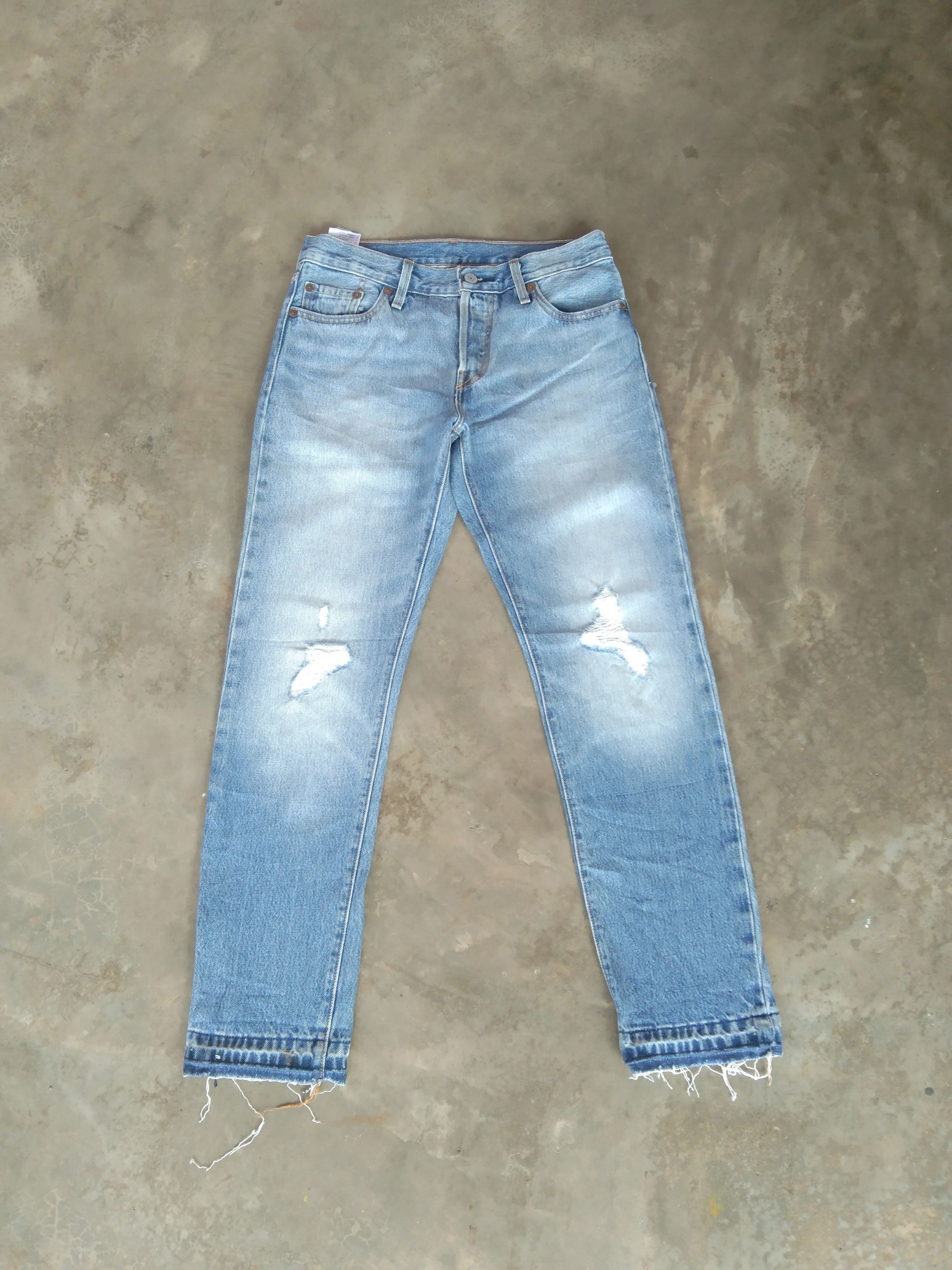 image of Levis x Vintage Levi's 501 Distressed Released Hem Jeans 28X28 in Blue, Men's