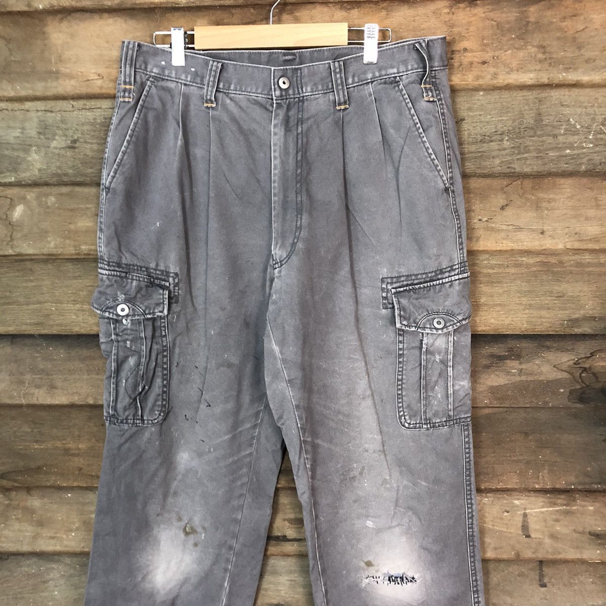 Vintage Xebec Grey faded thrashed utility Cargo Pants #7075 Size US 33 - 2 Thumbnail