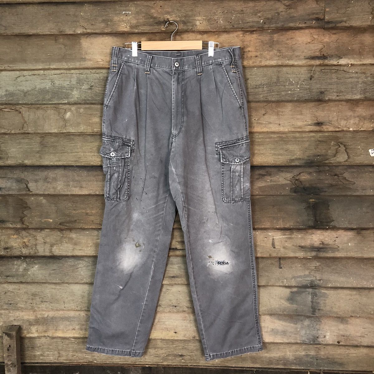 Xebec Grey faded thrashed utility Cargo Pants #7075