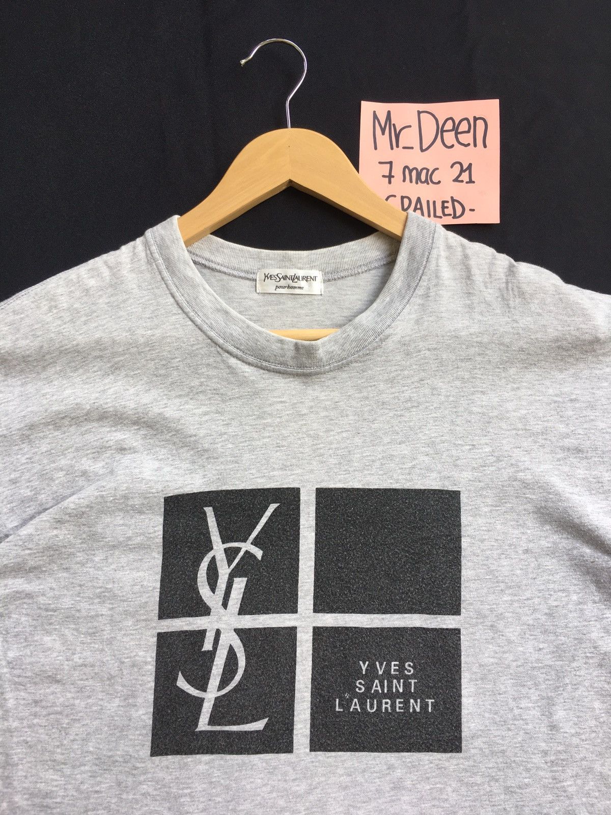 Ysl Pour Homme Yves Saint Laurent Vintage YSL Yves Saint Laurent Big Logo Printed Tshirt Grailed