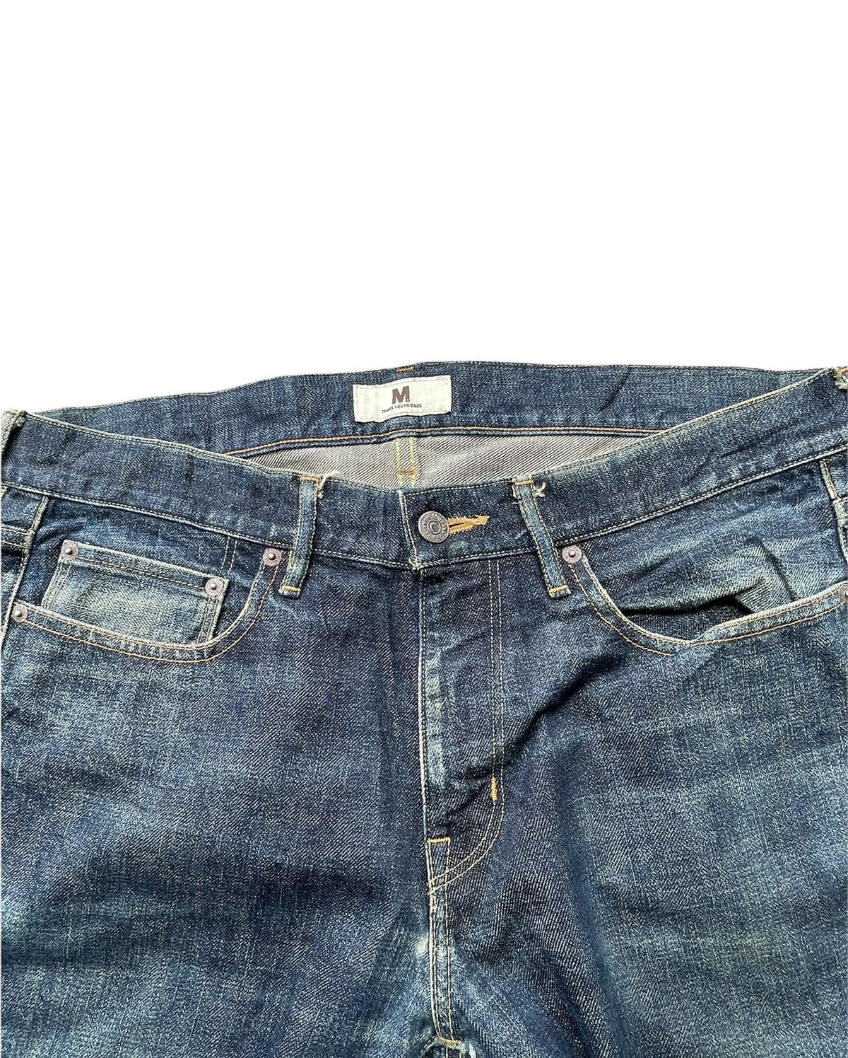 Japanese Brand Vintage M Thank You Friends Selvedge Aging Wash Denim Size US 36 / EU 52 - 11 Thumbnail