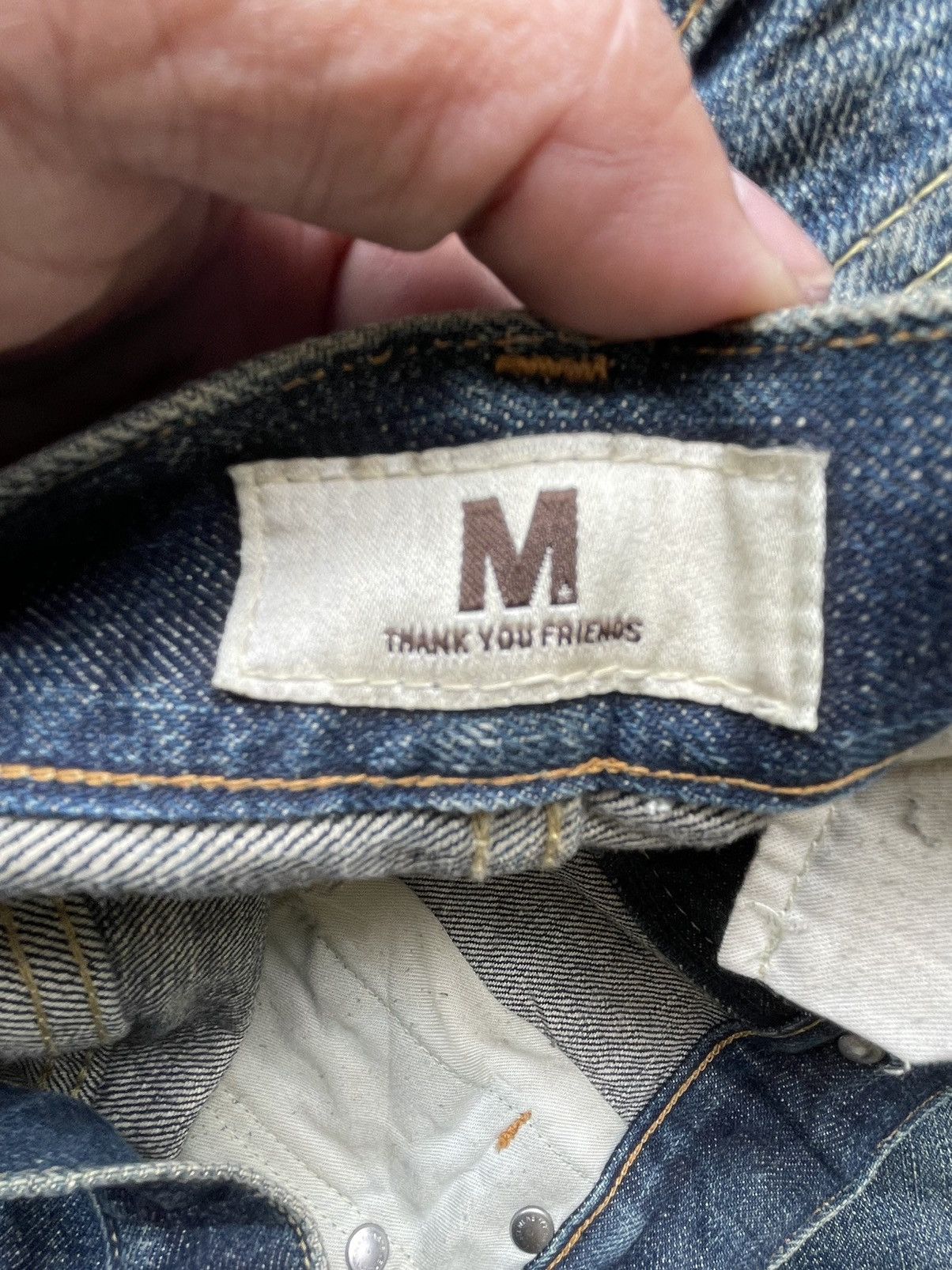 Japanese Brand Vintage M Thank You Friends Selvedge Aging Wash Denim Size US 36 / EU 52 - 16 Thumbnail