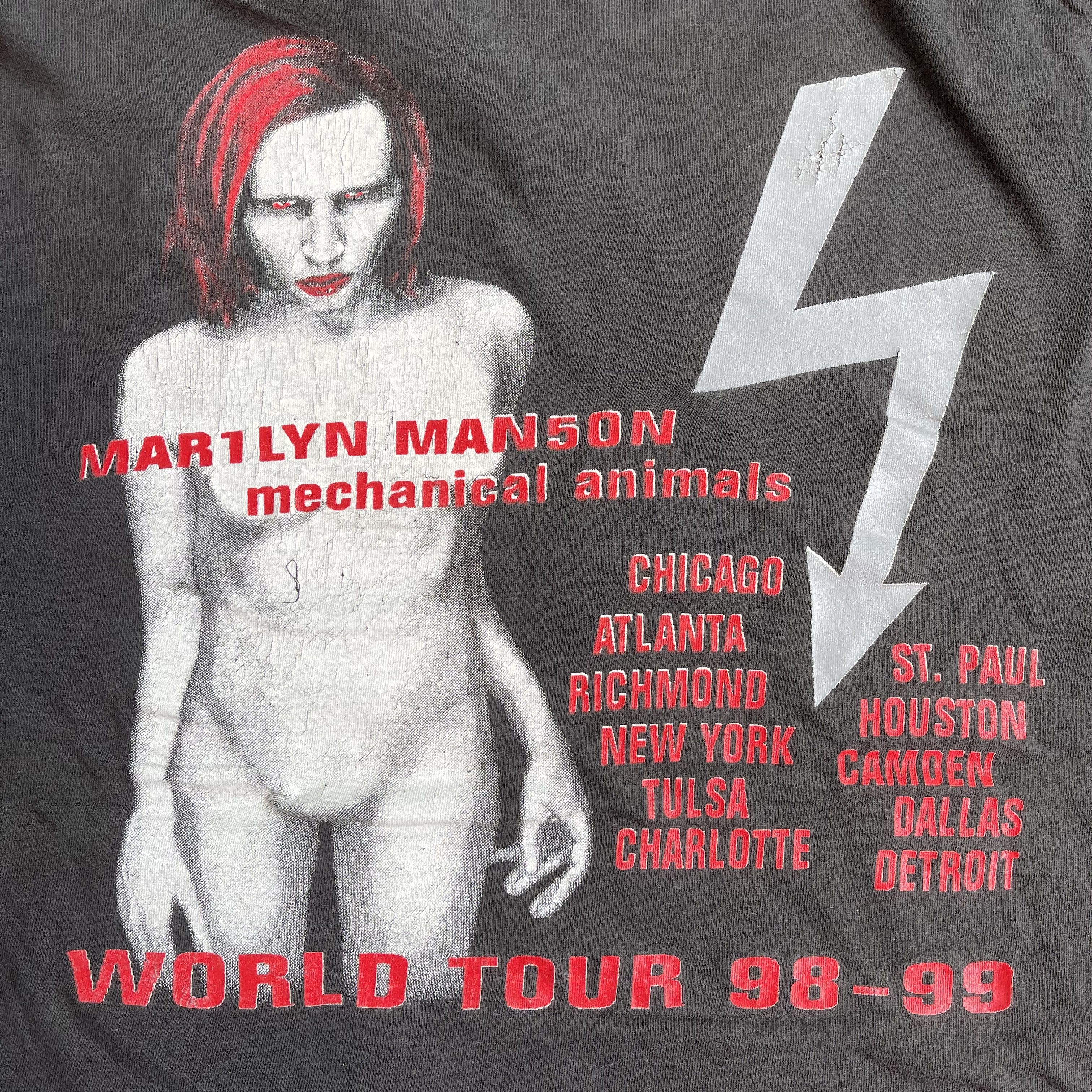 Band Tees 90s Vintage Marilyn Manson Mechanical Animals Tour T-shirt Size US L / EU 52-54 / 3 - 4 Thumbnail
