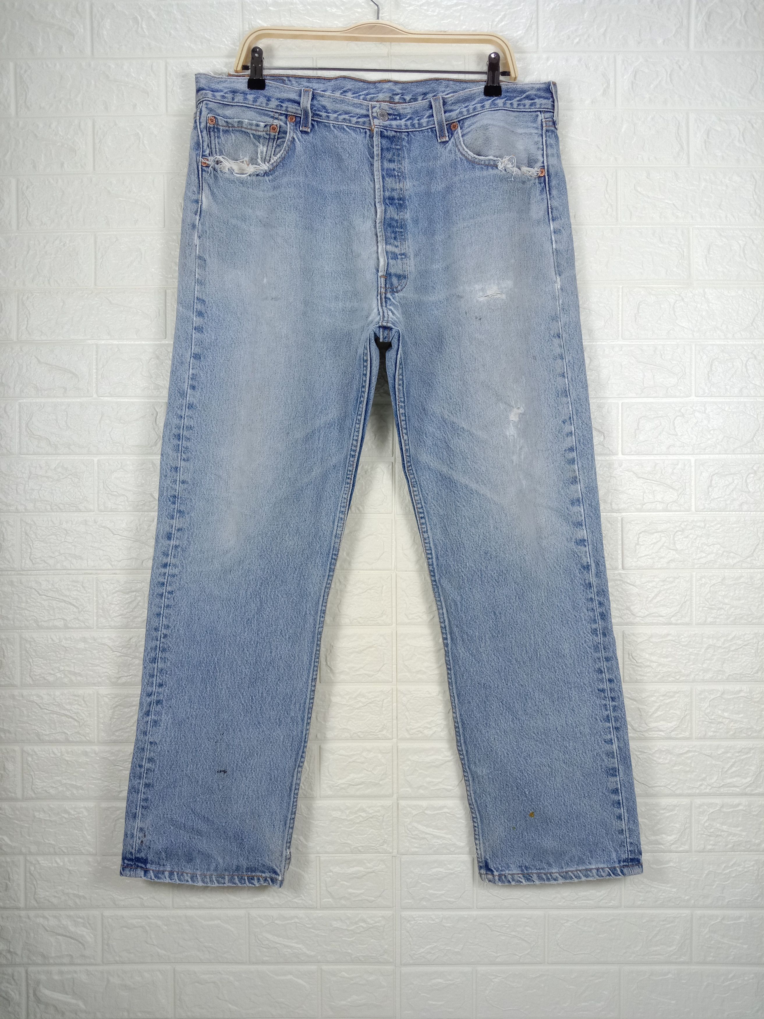 Vintage 90s Levi's 501xx Jeans Light Wash Distressed Denim