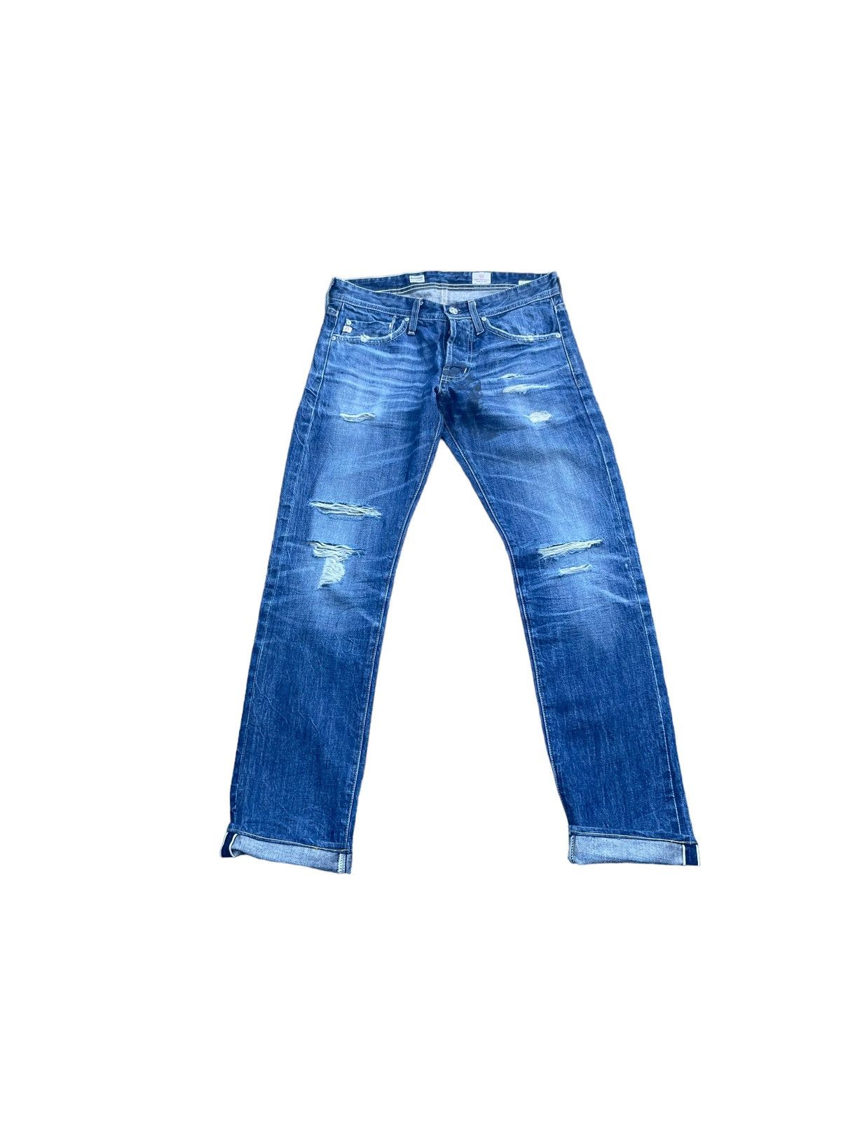 image of Ag Adriano Goldschmied x Distressed Denim Adriano Goldschmied Selvedge Distresed Denim in Blue (Siz