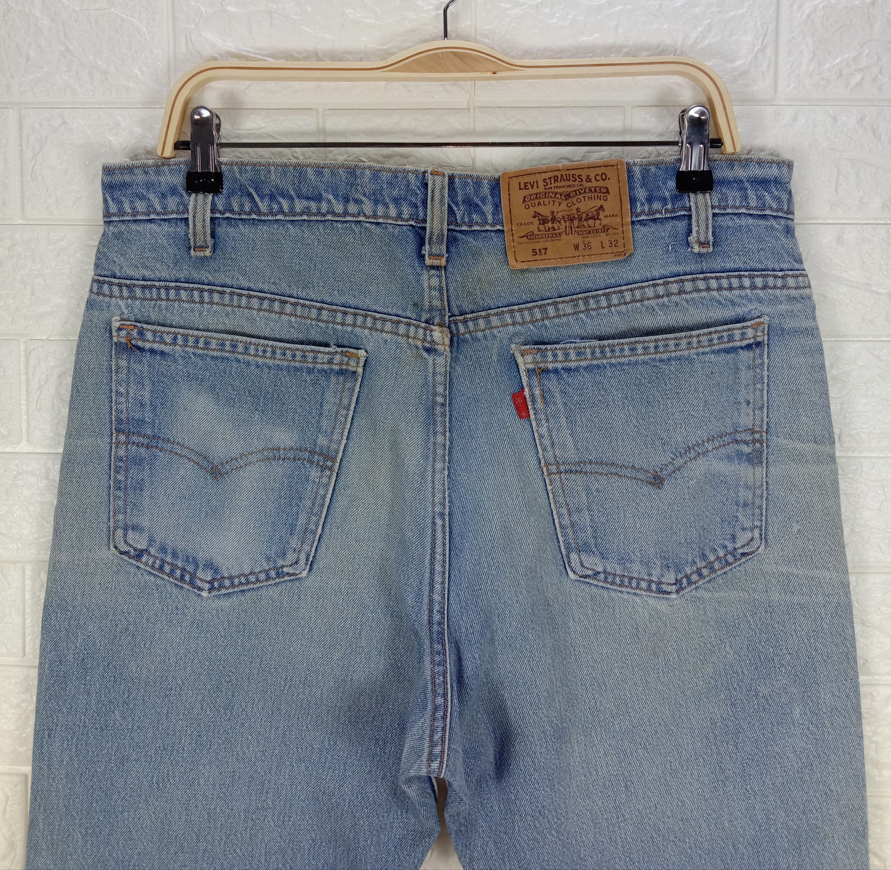 Levi's Vintage Levi's 517 Flare Jeans Light Wash Distressed Denim Size US 34 / EU 50 - 6 Thumbnail