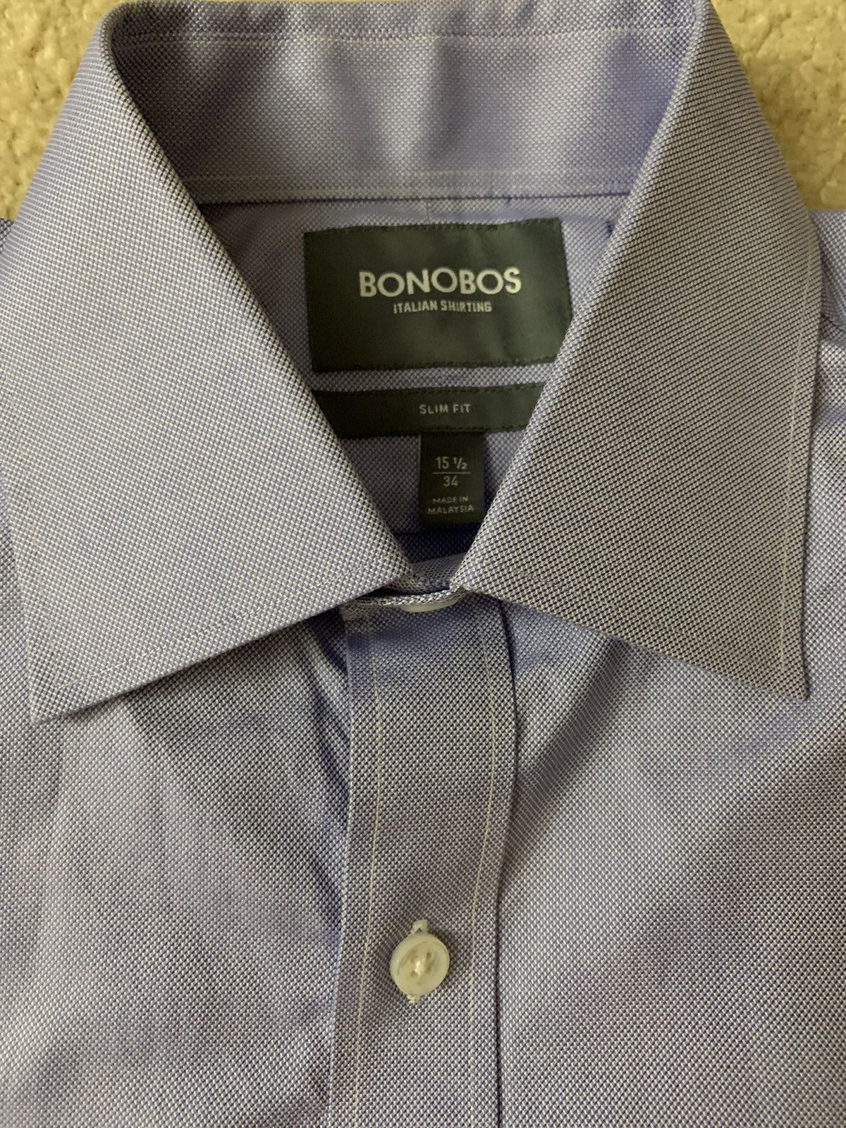 image of Bonobos Slim Fit Dress Shirt Size 15.5, 34 in Blue, Men's