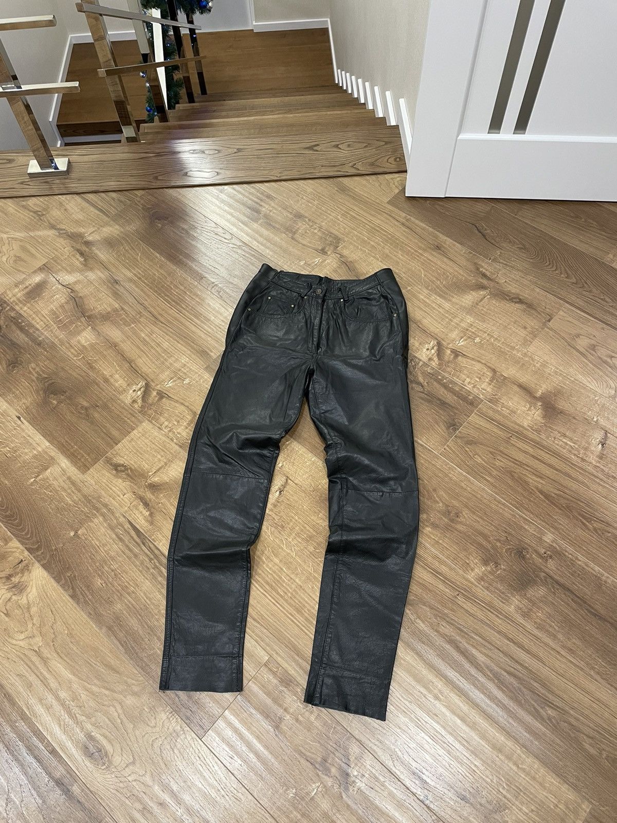 image of Avant Garde x Genuine Leather Vintage Genuine Leather Black Pants Size 30, Men's