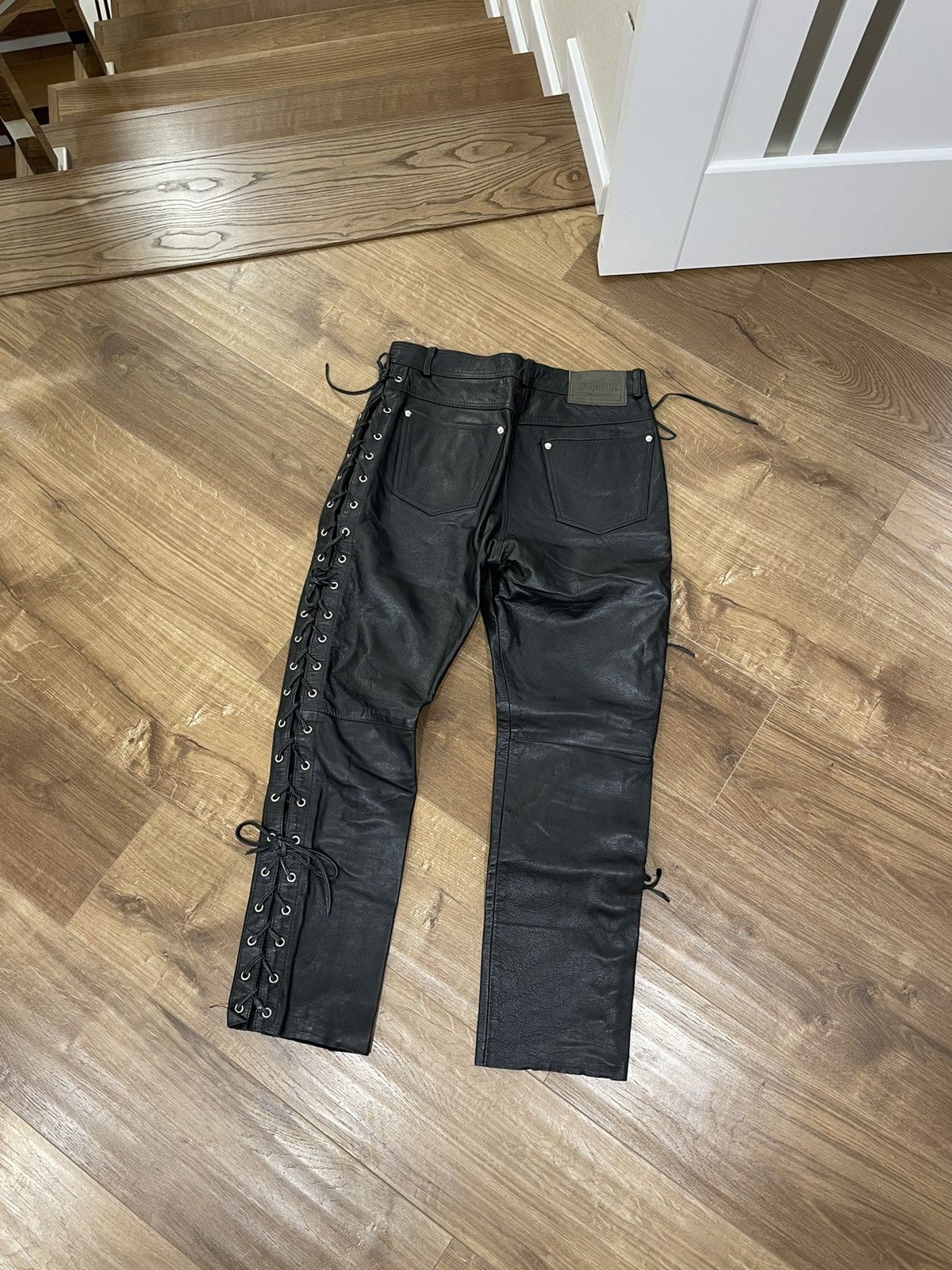 Genuine Leather Vintage Genuine Leather Black Cowboy Leather Pants Size 32 Size US 32 / EU 48 - 9 Thumbnail