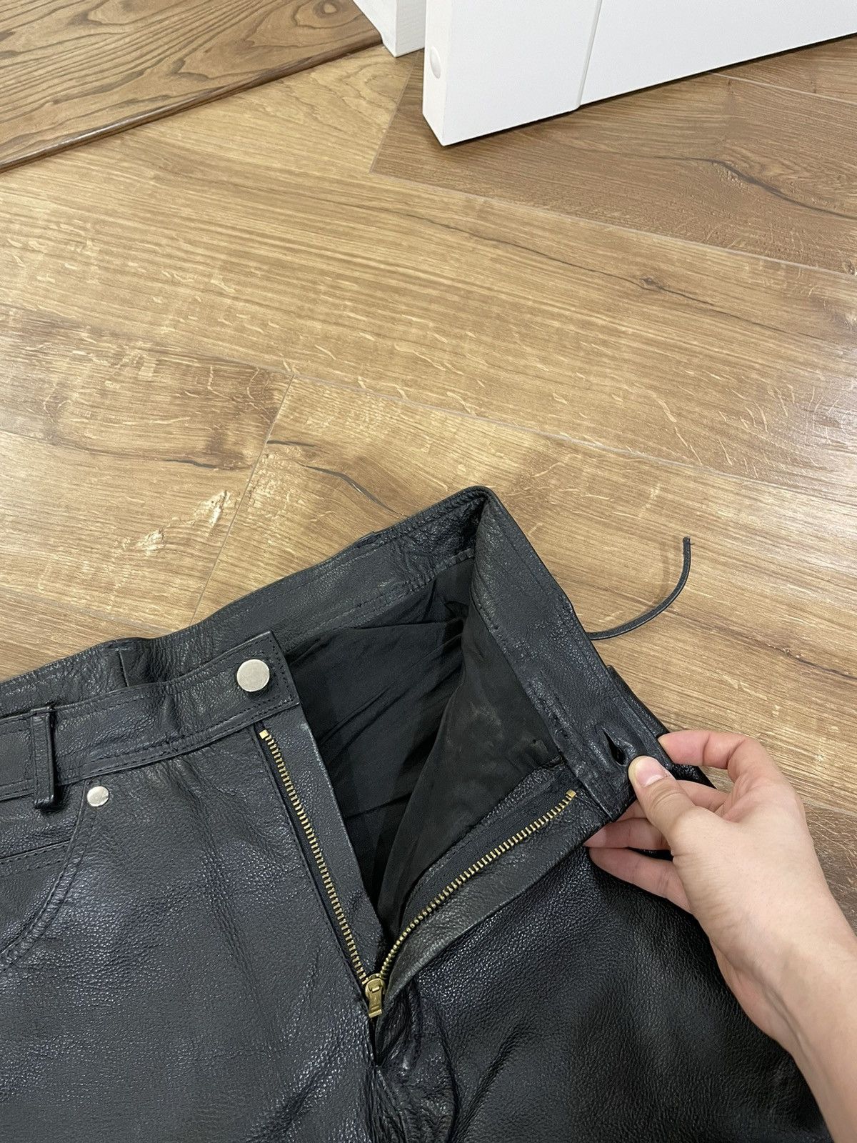 Genuine Leather Vintage Genuine Leather Black Cowboy Leather Pants Size 32 Size US 32 / EU 48 - 7 Thumbnail