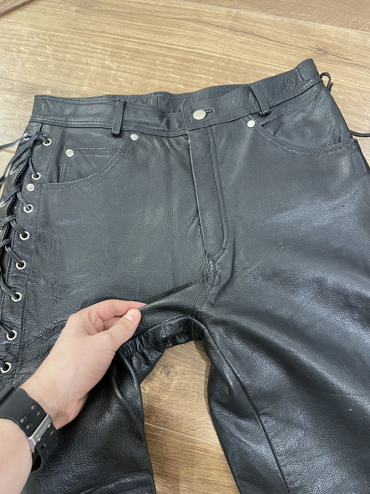 Genuine Leather Vintage Genuine Leather Black Cowboy Leather Pants Size 32 Size US 32 / EU 48 - 5 Thumbnail