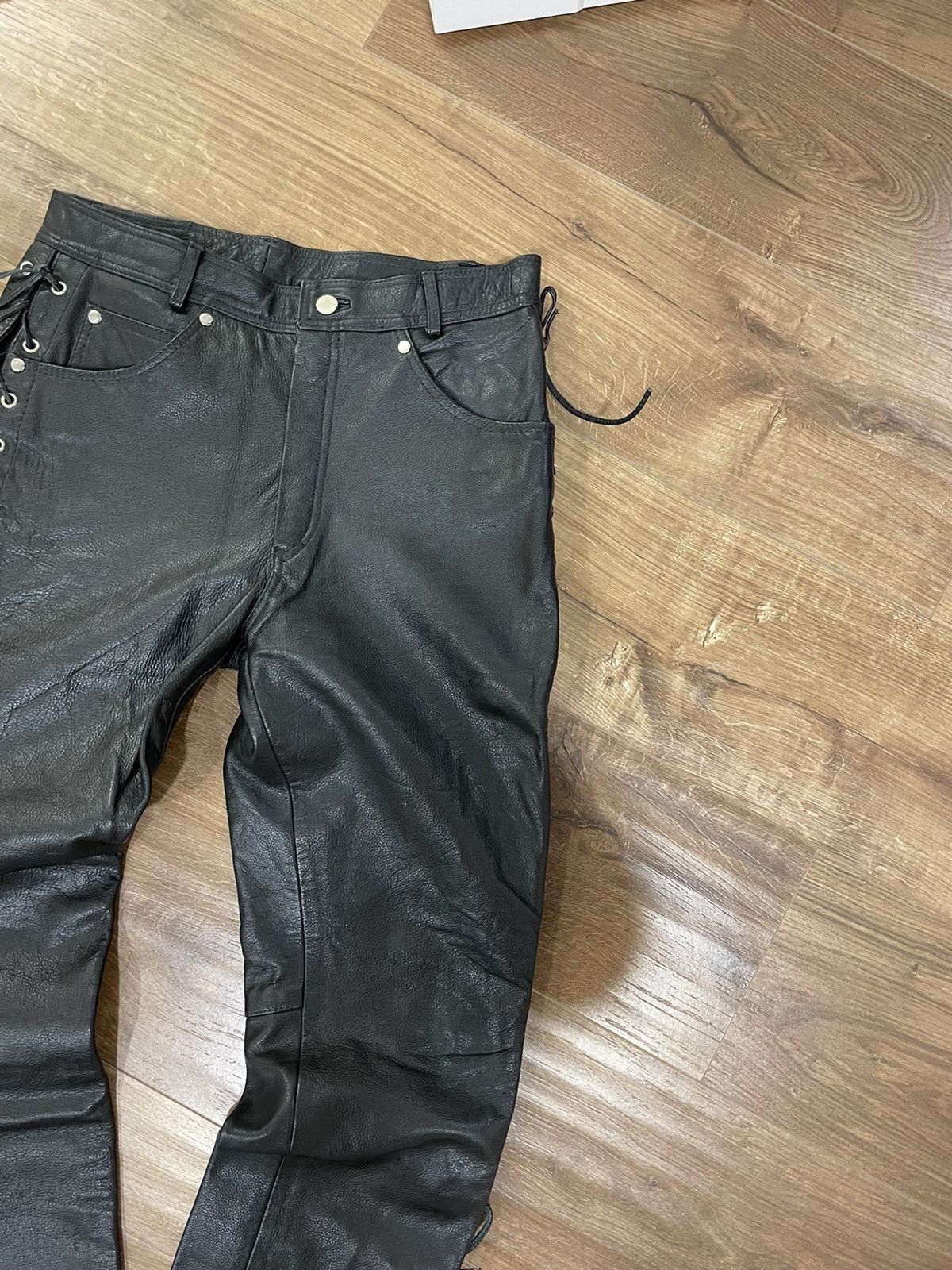 Genuine Leather Vintage Genuine Leather Black Cowboy Leather Pants Size 32 Size US 32 / EU 48 - 4 Thumbnail