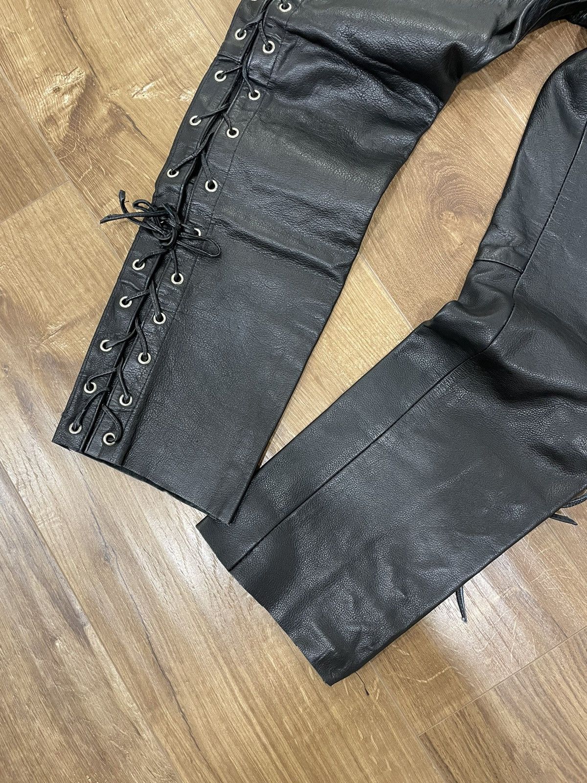 Genuine Leather Vintage Genuine Leather Black Cowboy Leather Pants Size 32 Size US 32 / EU 48 - 2 Thumbnail
