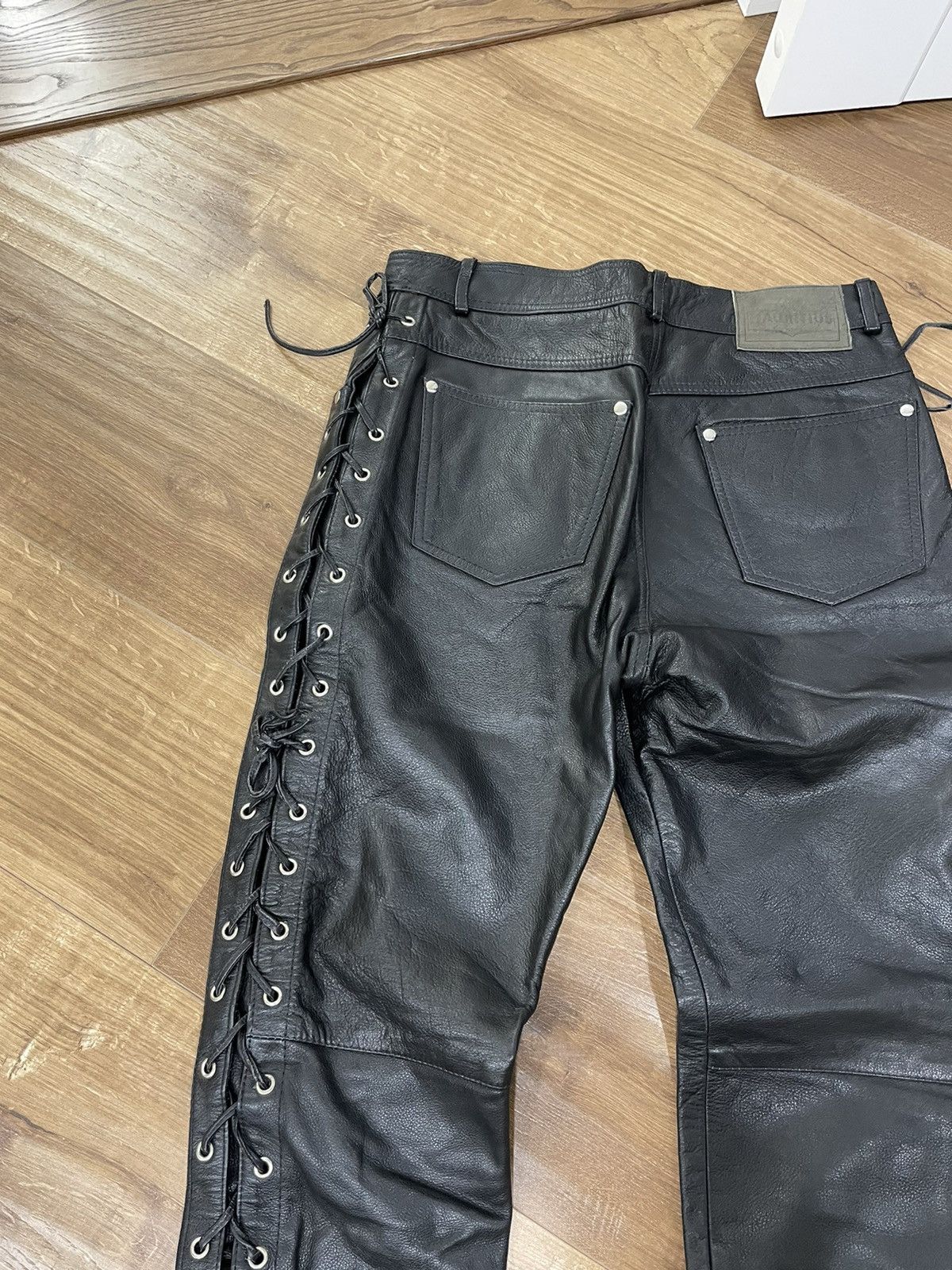 Genuine Leather Vintage Genuine Leather Black Cowboy Leather Pants Size 32 Size US 32 / EU 48 - 12 Thumbnail